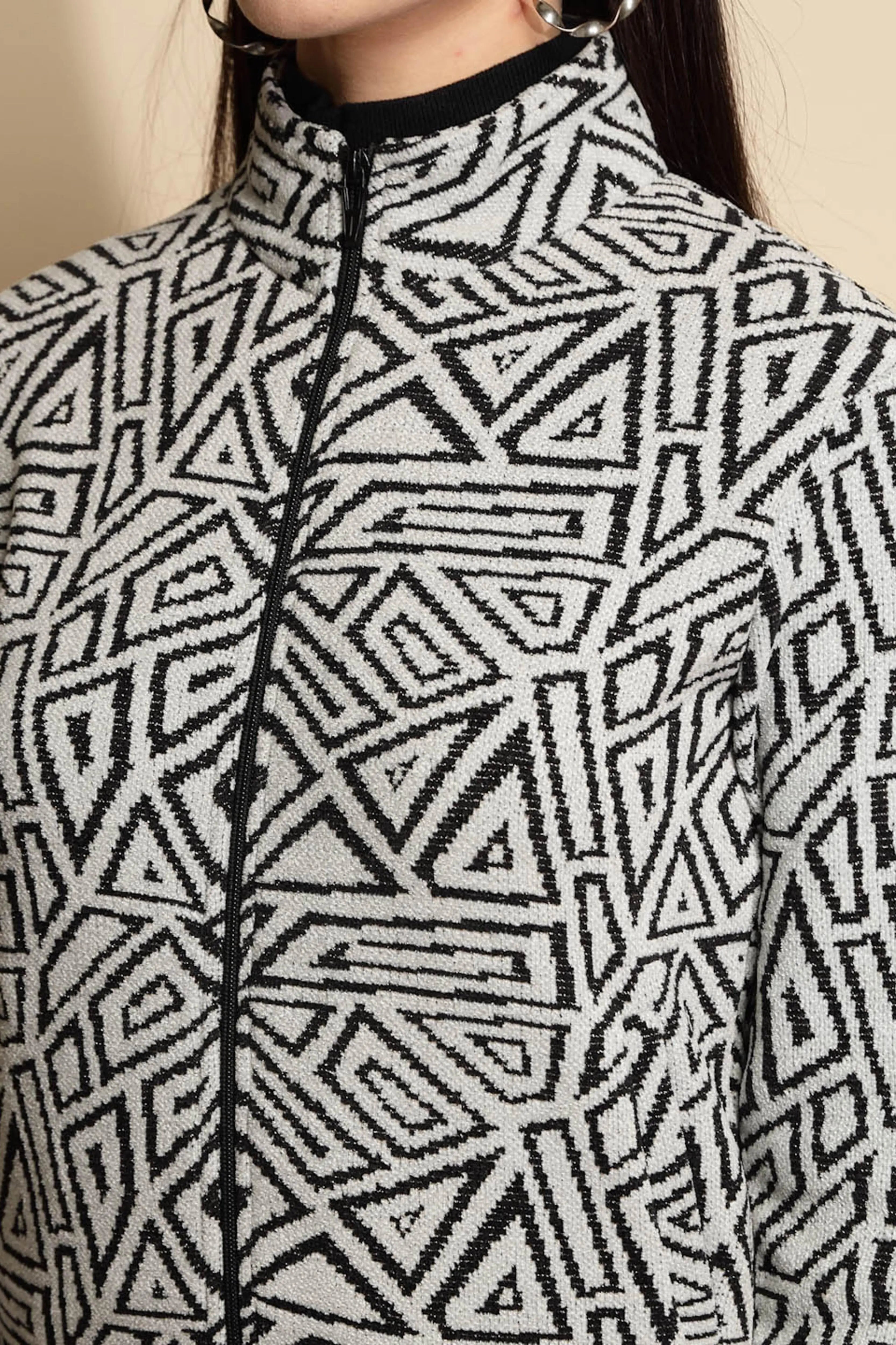 Monochrome Geometric Acrylic Sweatshirt - Global Republic