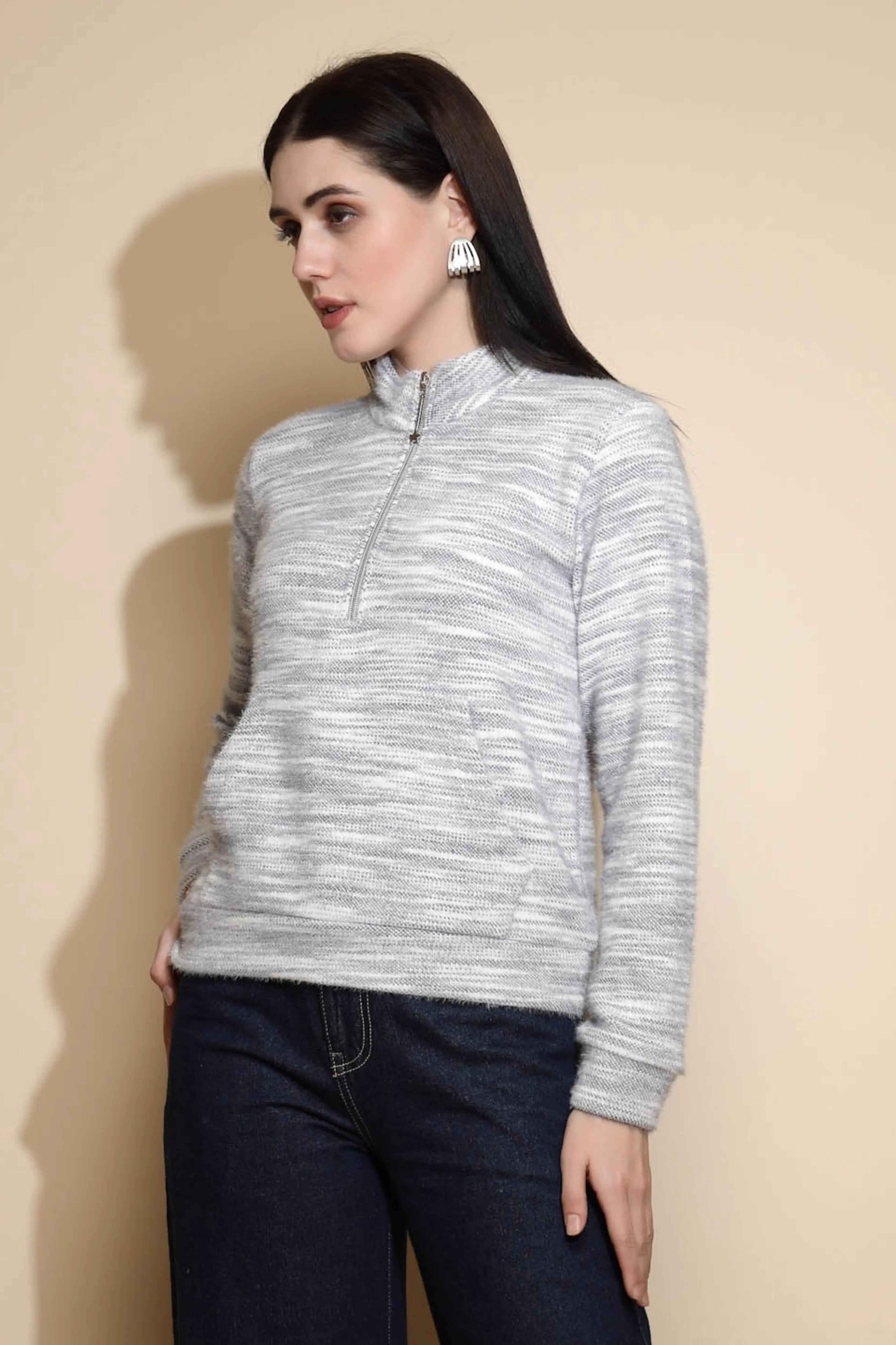 Grey Abstract Acrylic Sweatshirt - Global Republic