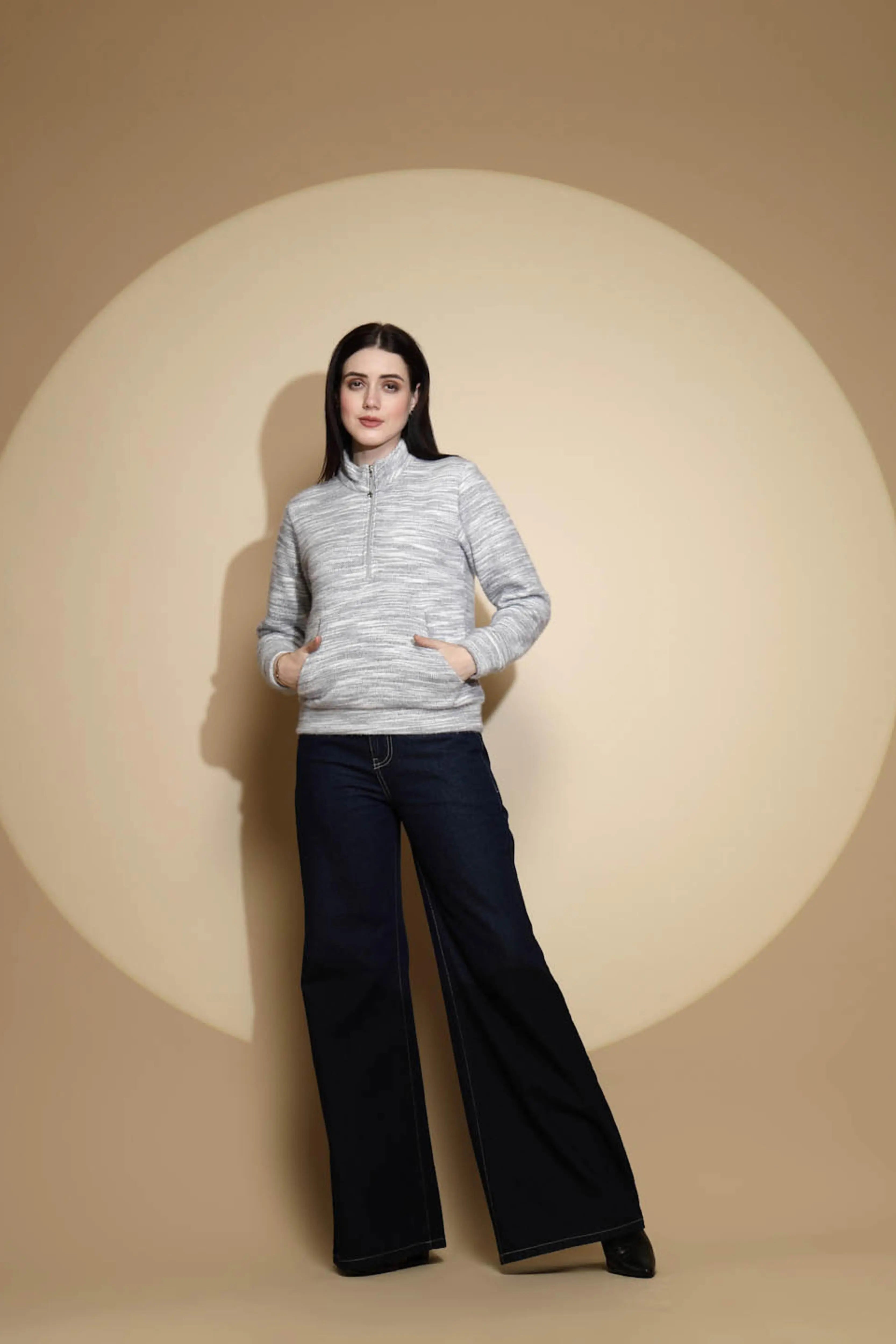 Grey Abstract Acrylic Sweatshirt - Global Republic