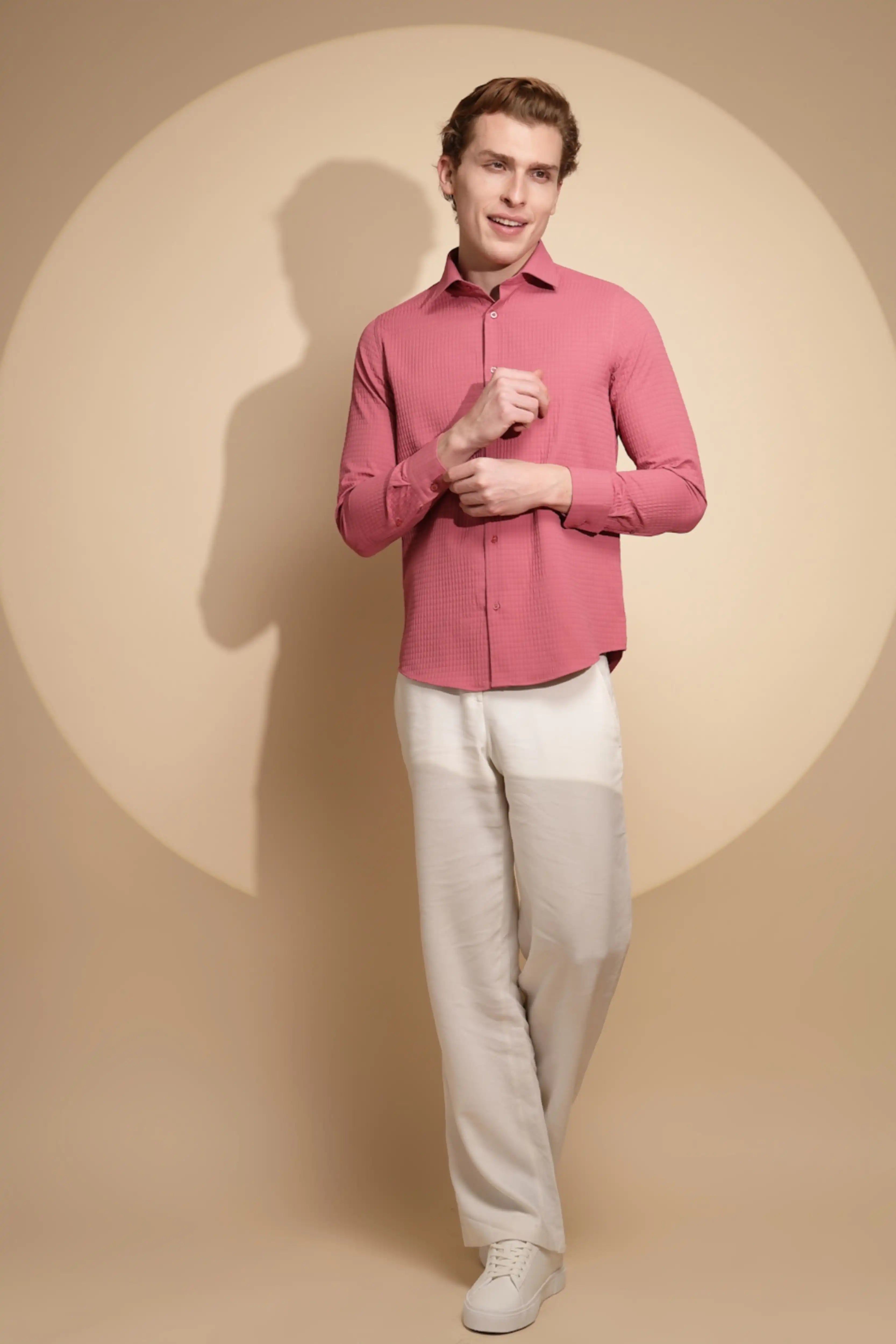 Pink Solid cotton Shirt
