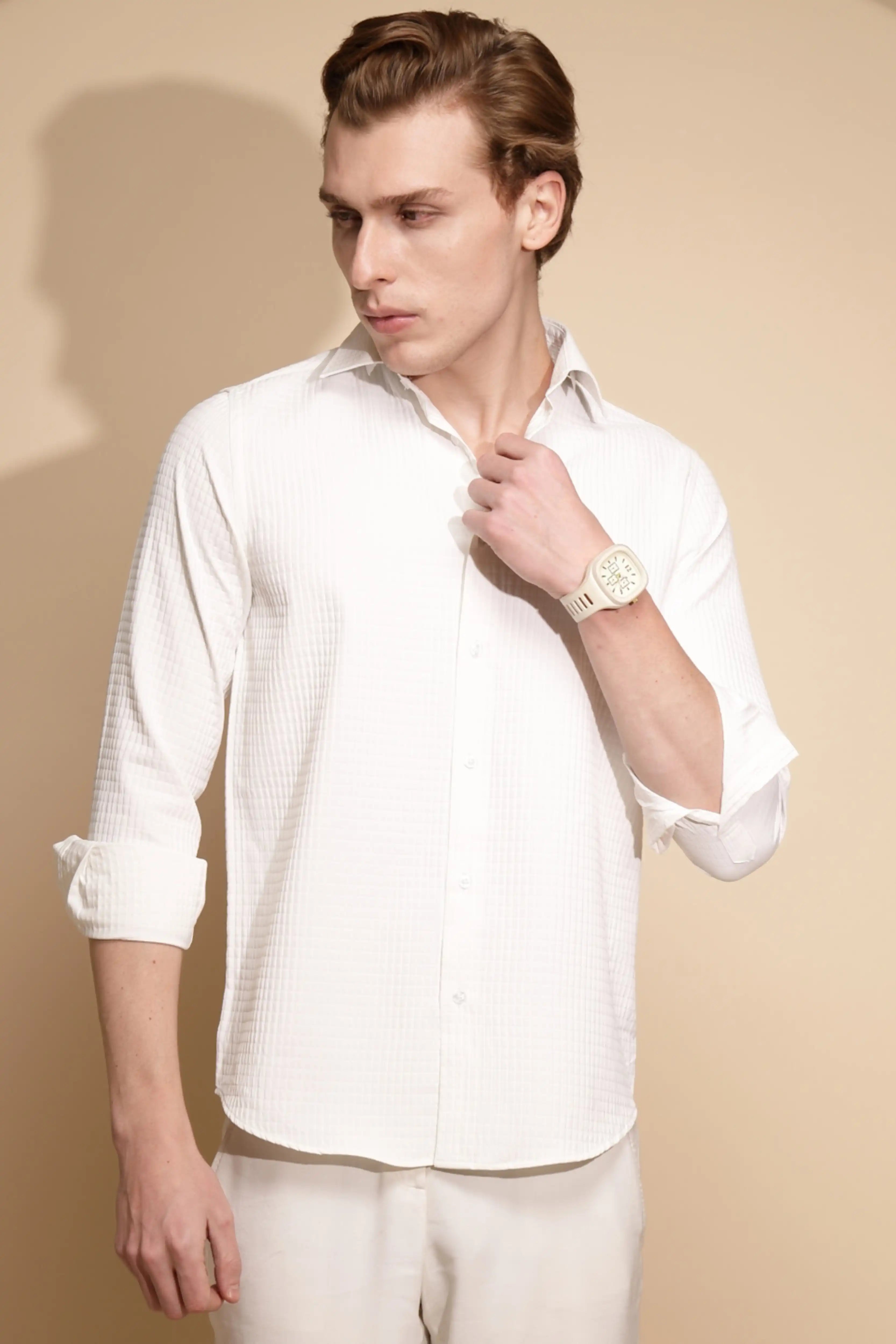 White Solid cotton Shirt