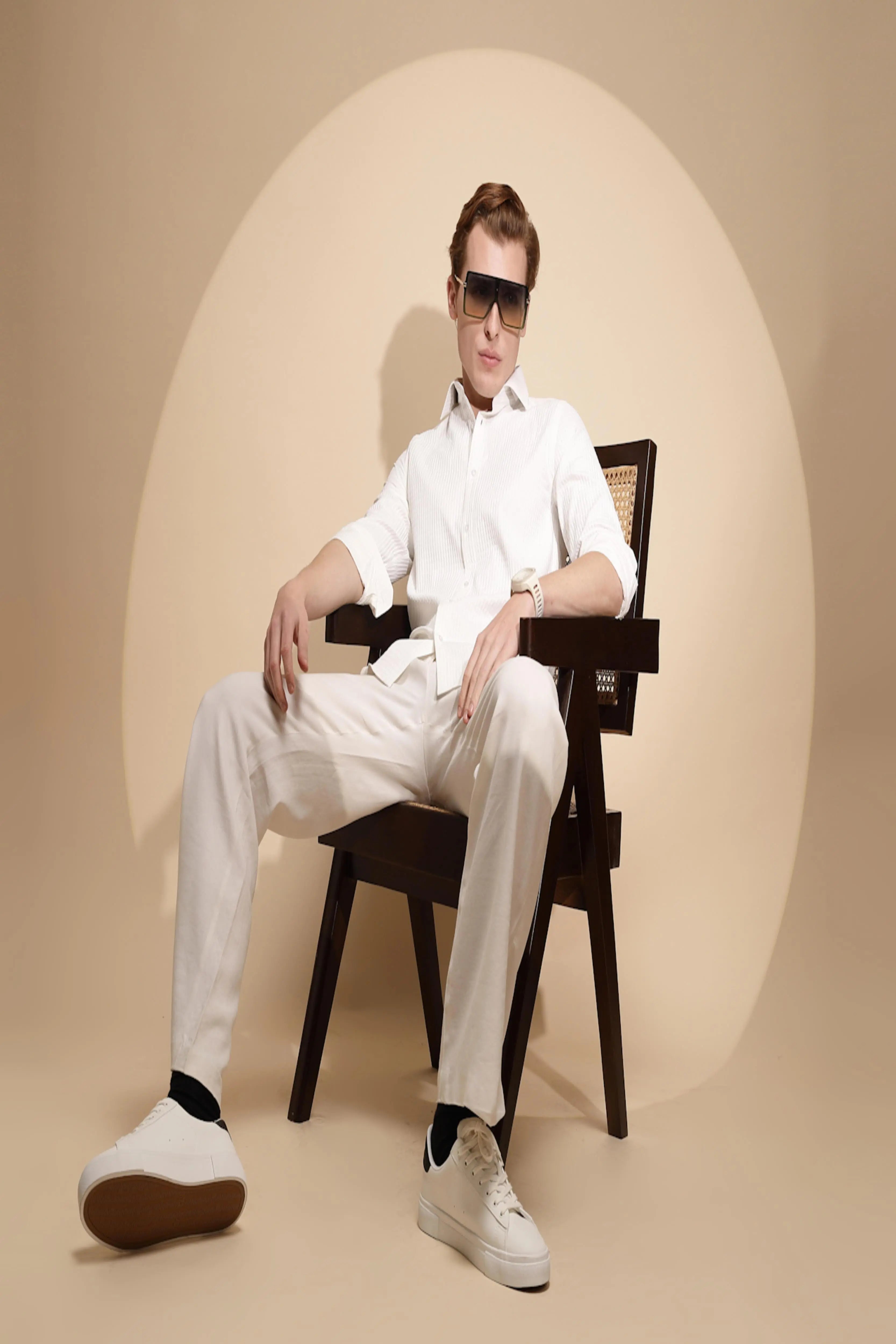 White Solid cotton Shirt - Global Republic