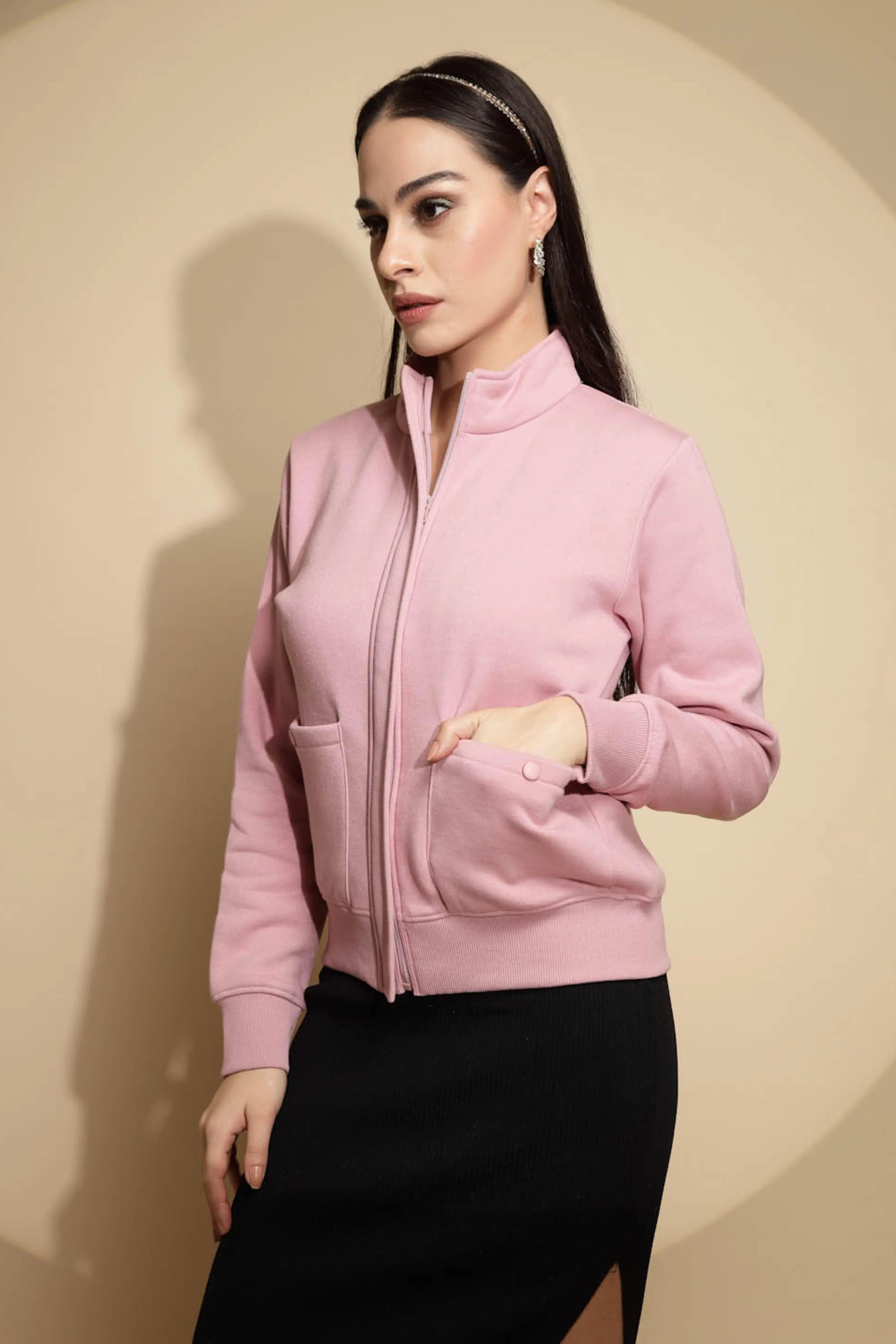 Pink Solid Acrylic Sweatshirt - Global Republic