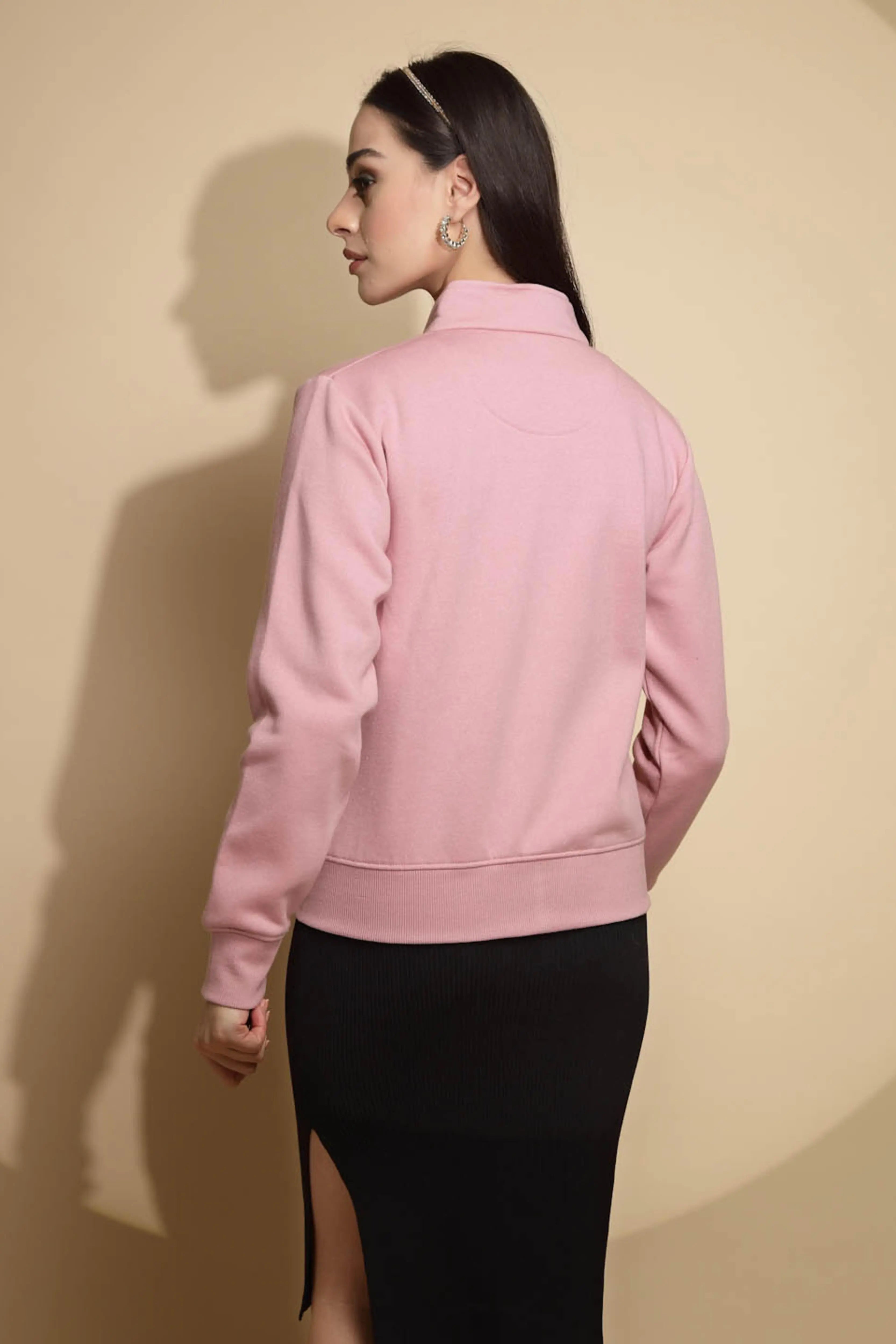 Pink Solid Acrylic Sweatshirt - Global Republic