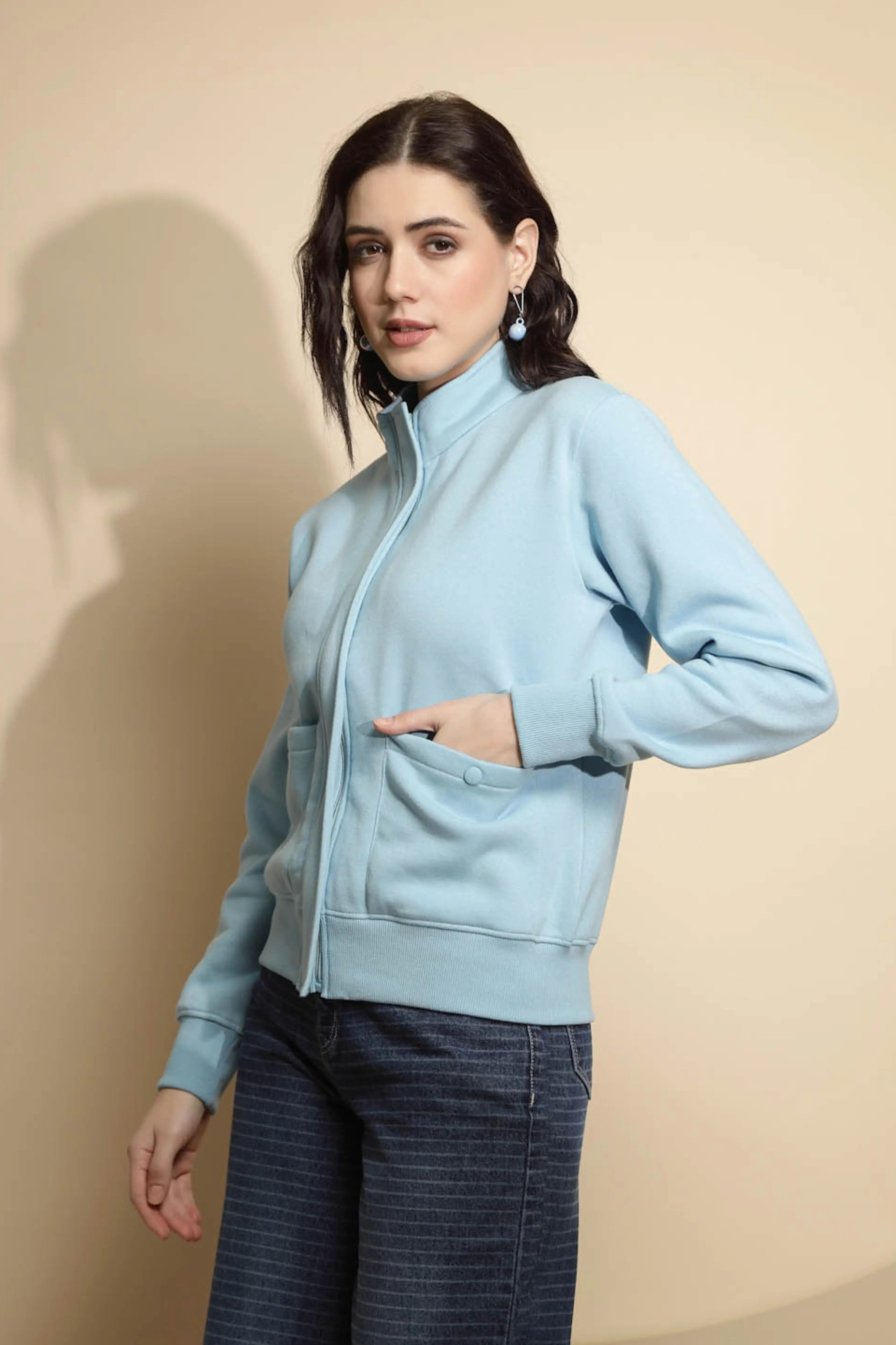 Light Blue Solid Acrylic Sweatshirt - Global Republic
