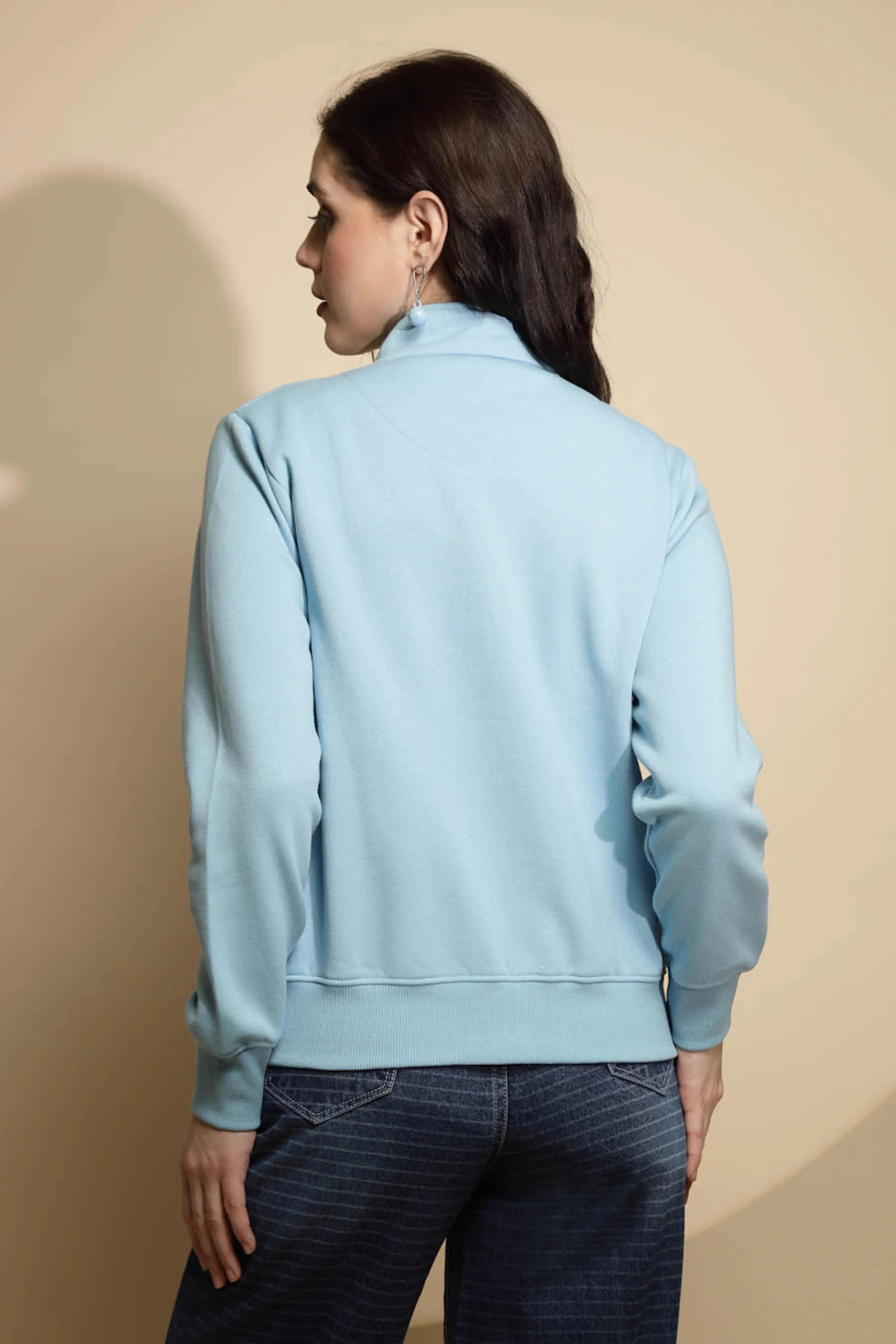 Light Blue Solid Acrylic Sweatshirt - Global Republic