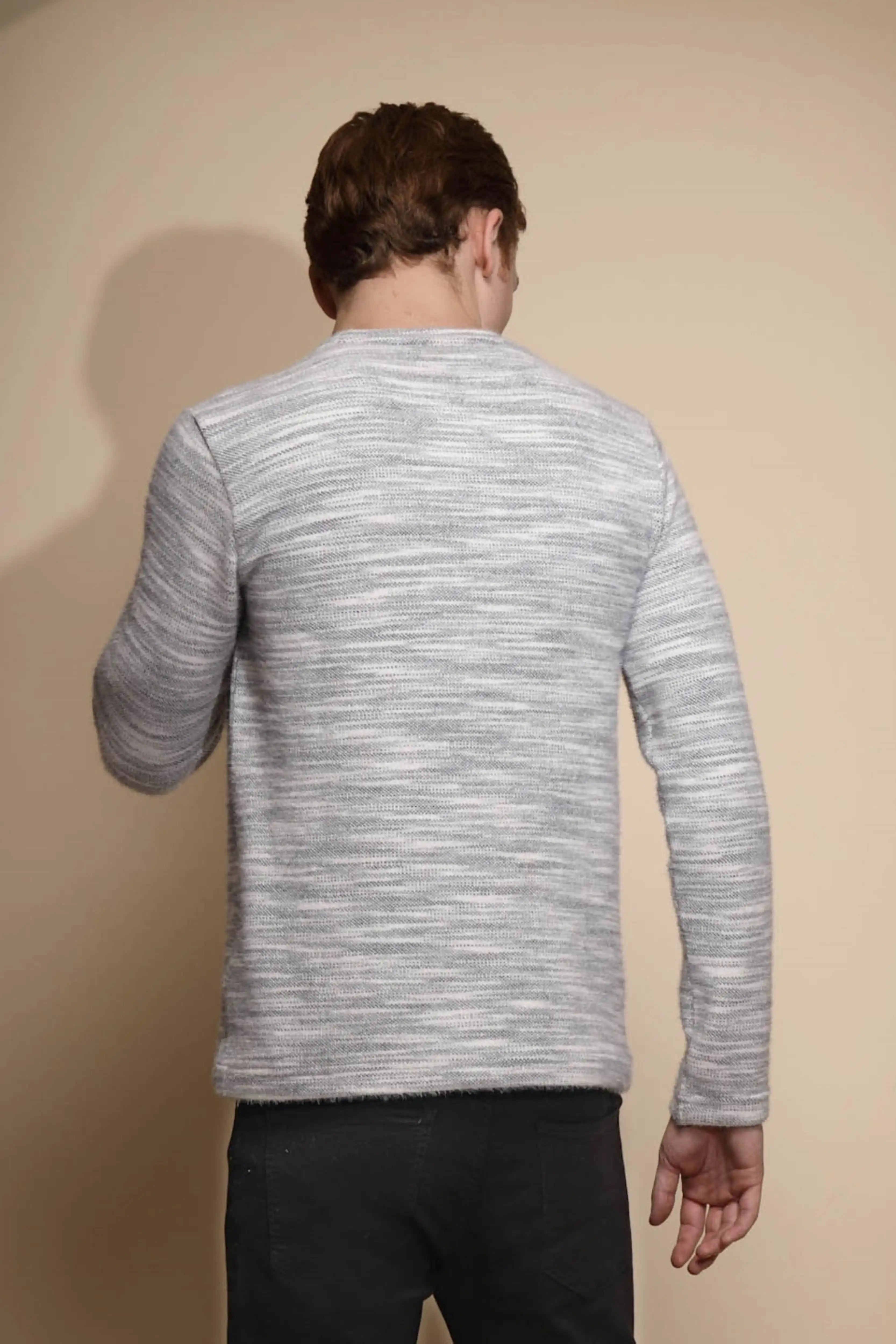 Grey Abstract Print Acrylic Sweatshirt