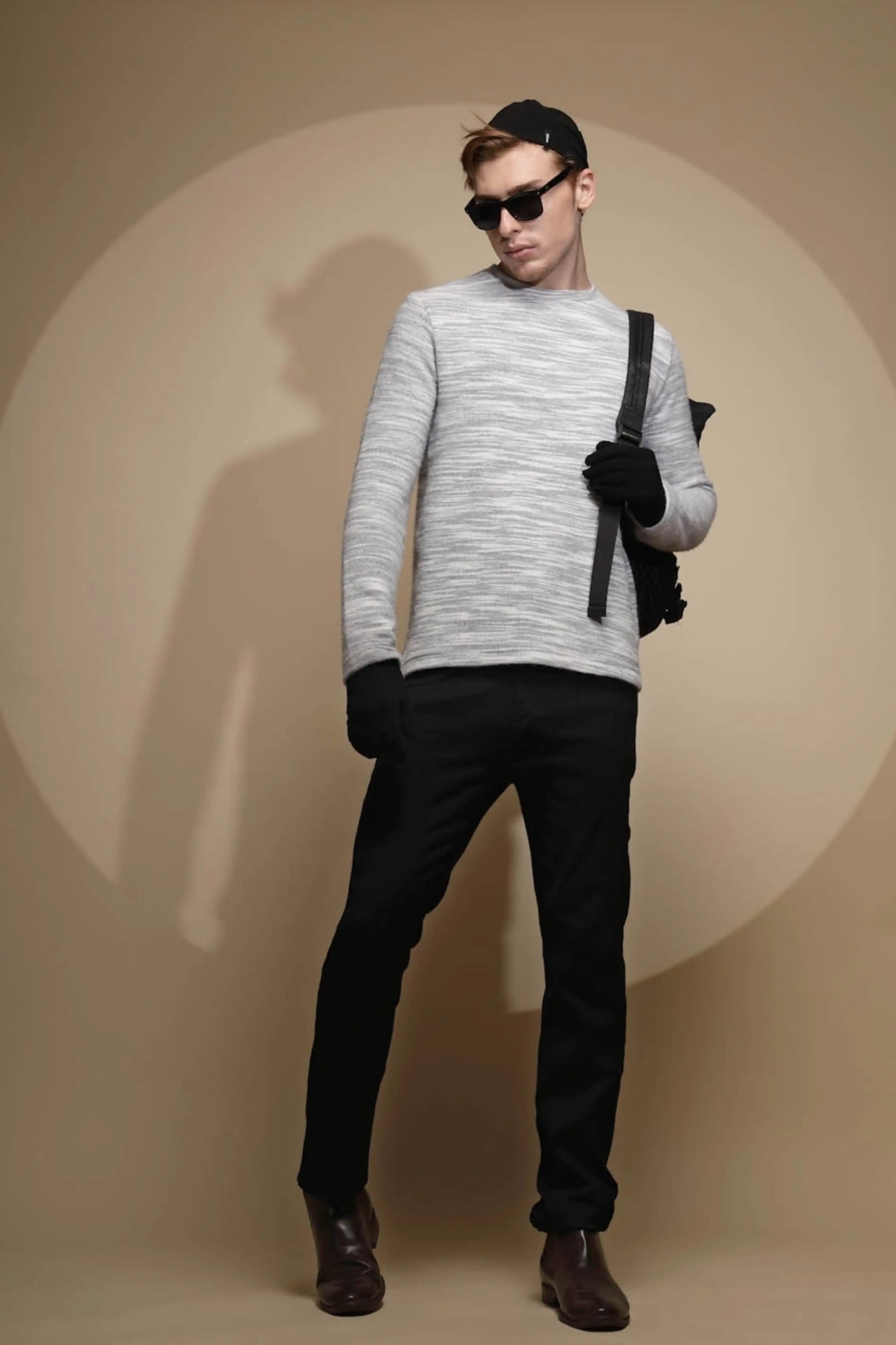 Grey Abstract Print Acrylic Sweatshirt