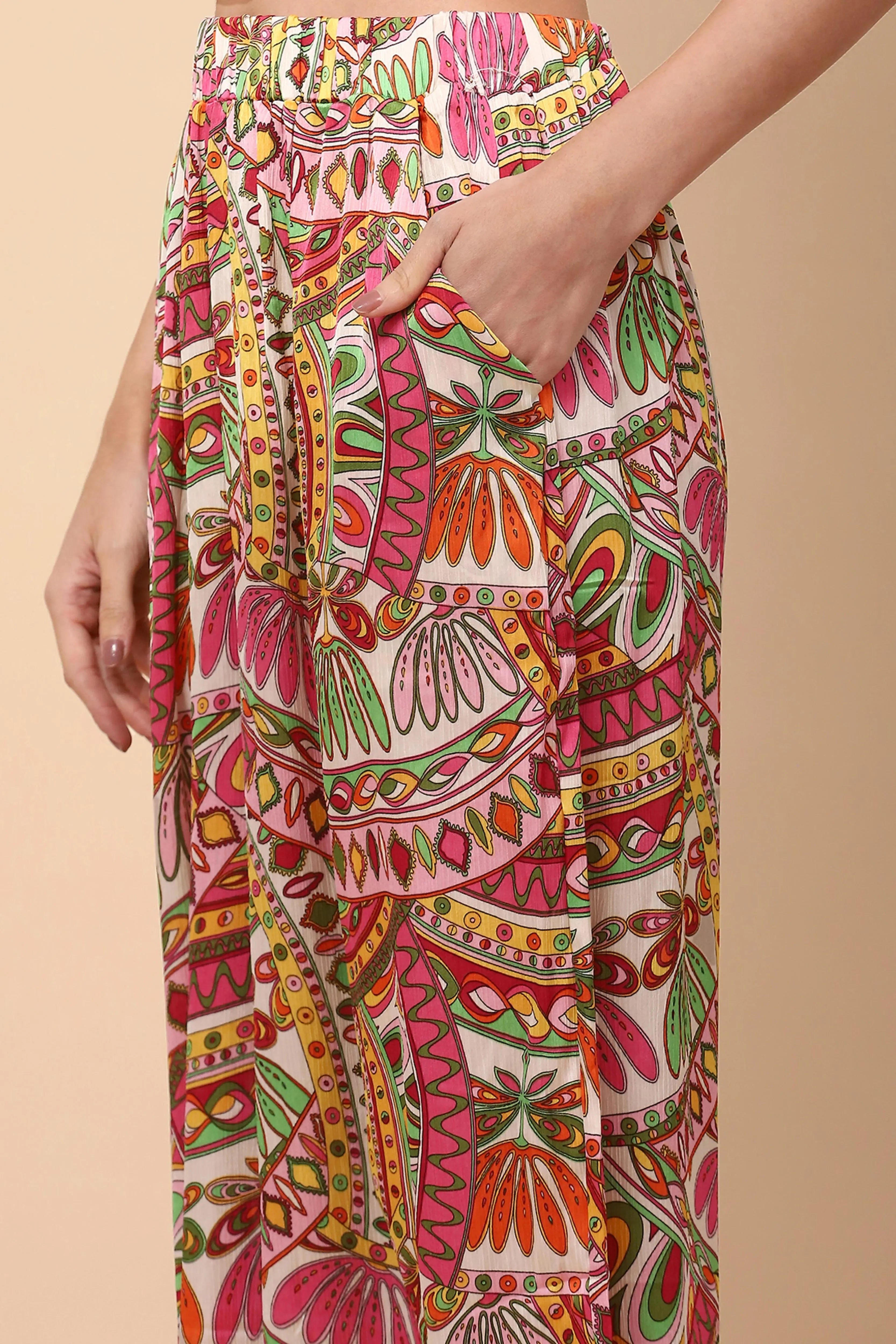 Multi Pink Satin Relaxed Fit Co-ord Set - Global Republic