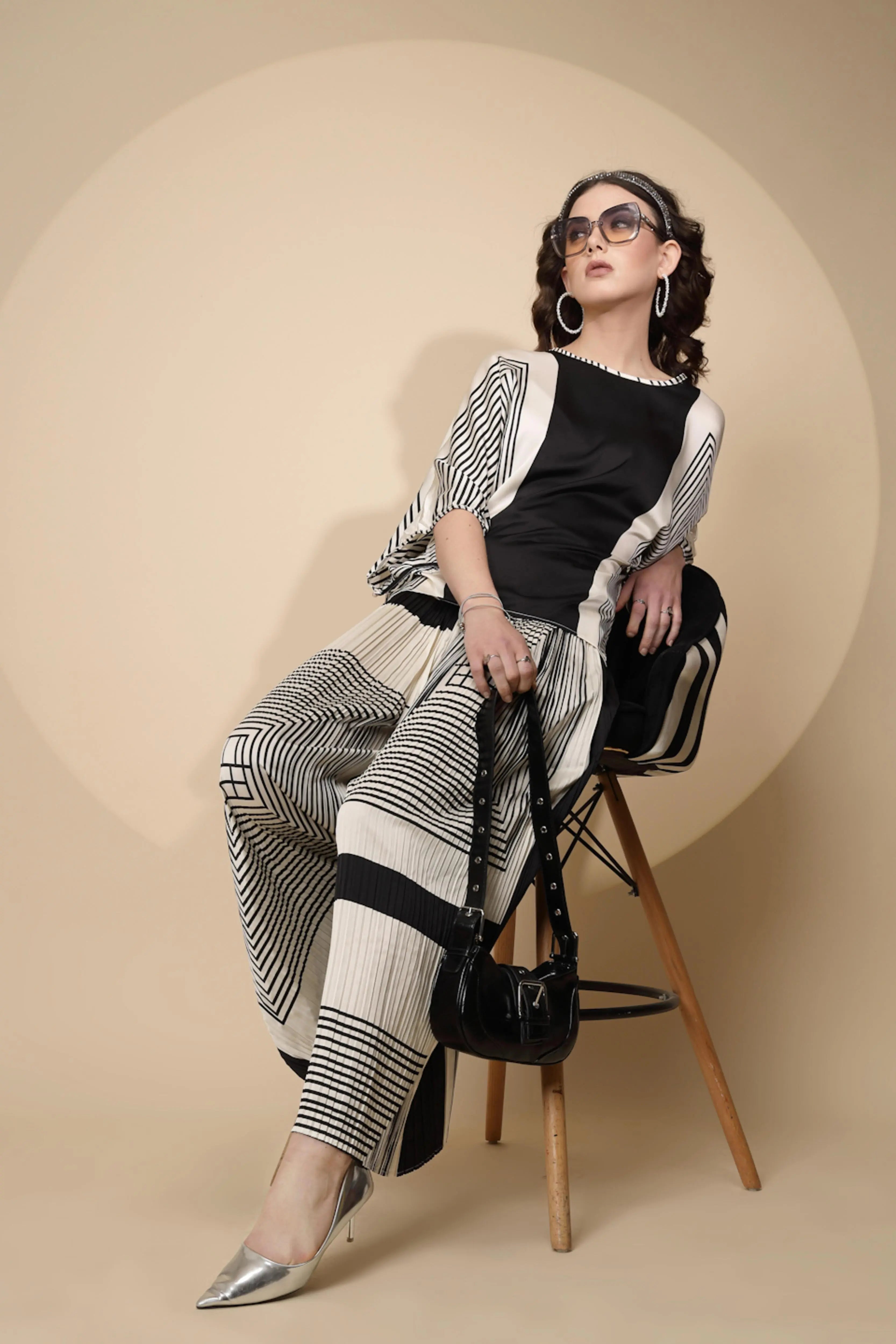 Black Regular Fit Co-Ord Set For Women - Global Republic