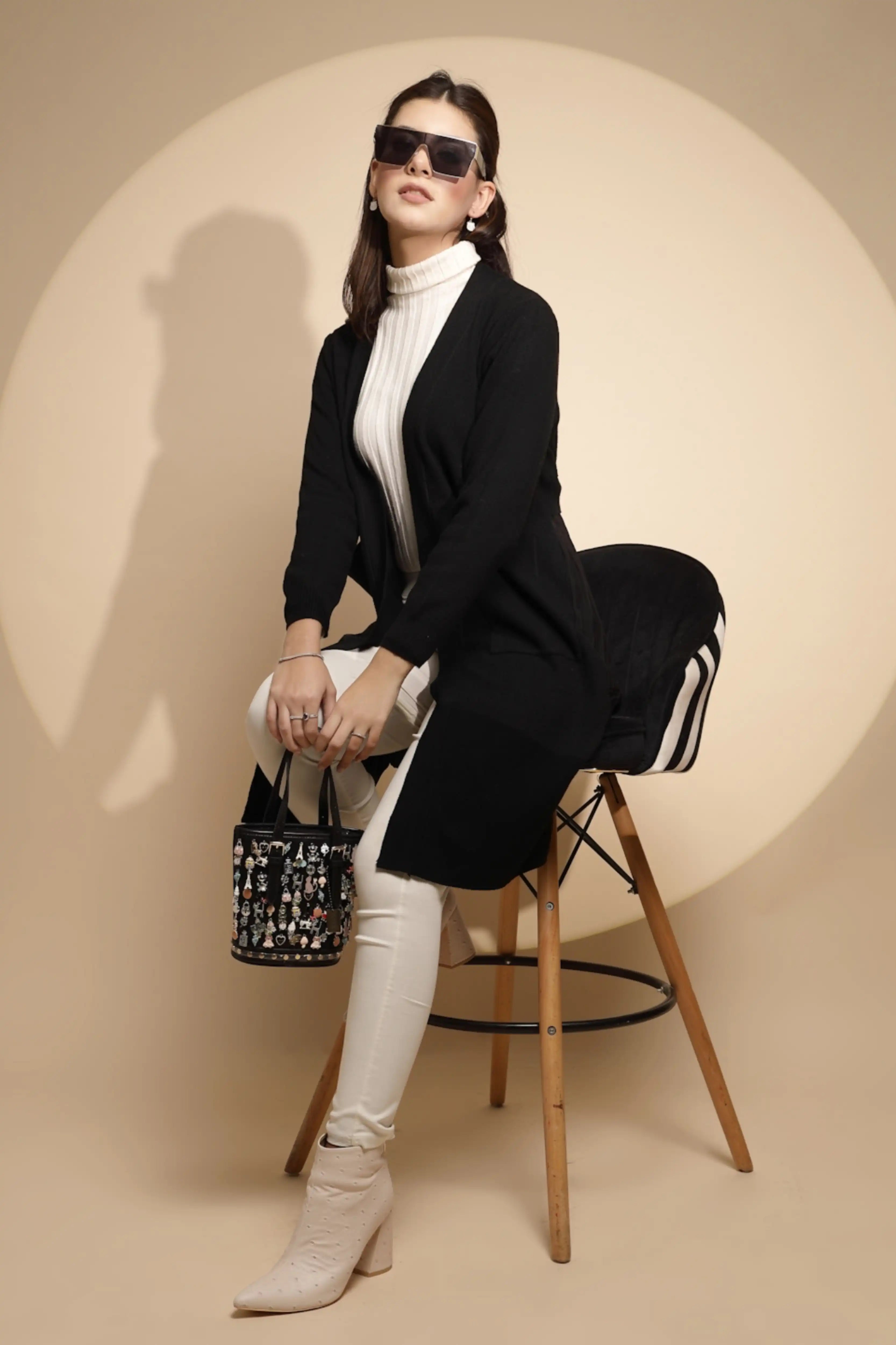 Black Long Winter Shrug