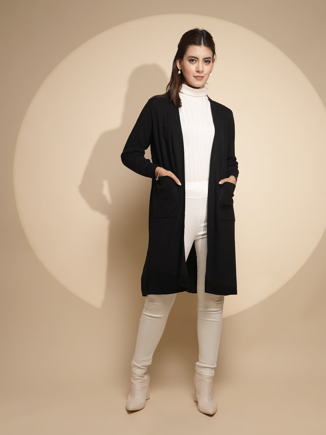 Long Winter Shrug Stylish Black Shrug for Cozy Winter Fashion