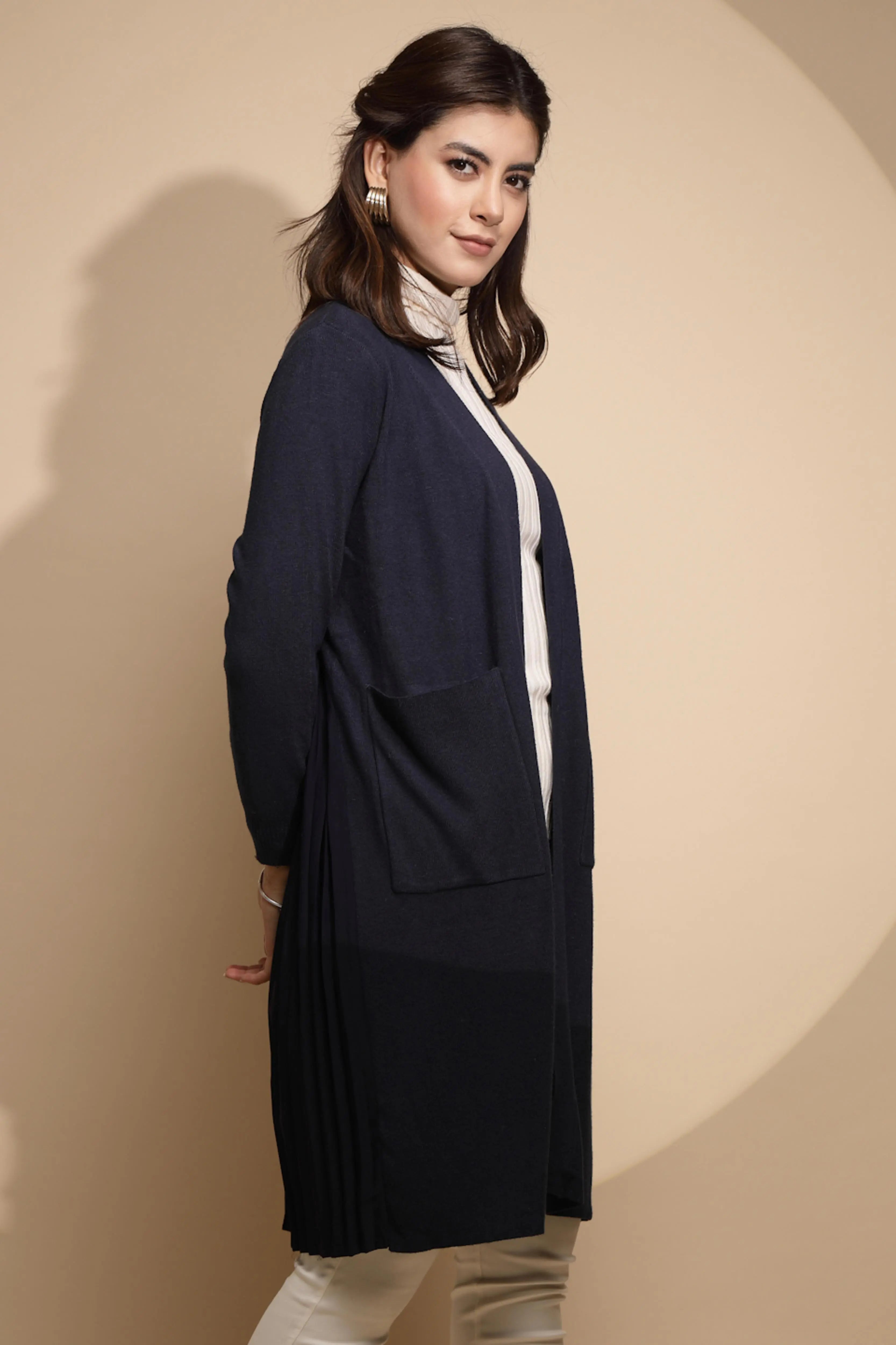 Blue Solid Winter Shrug - Global Republic