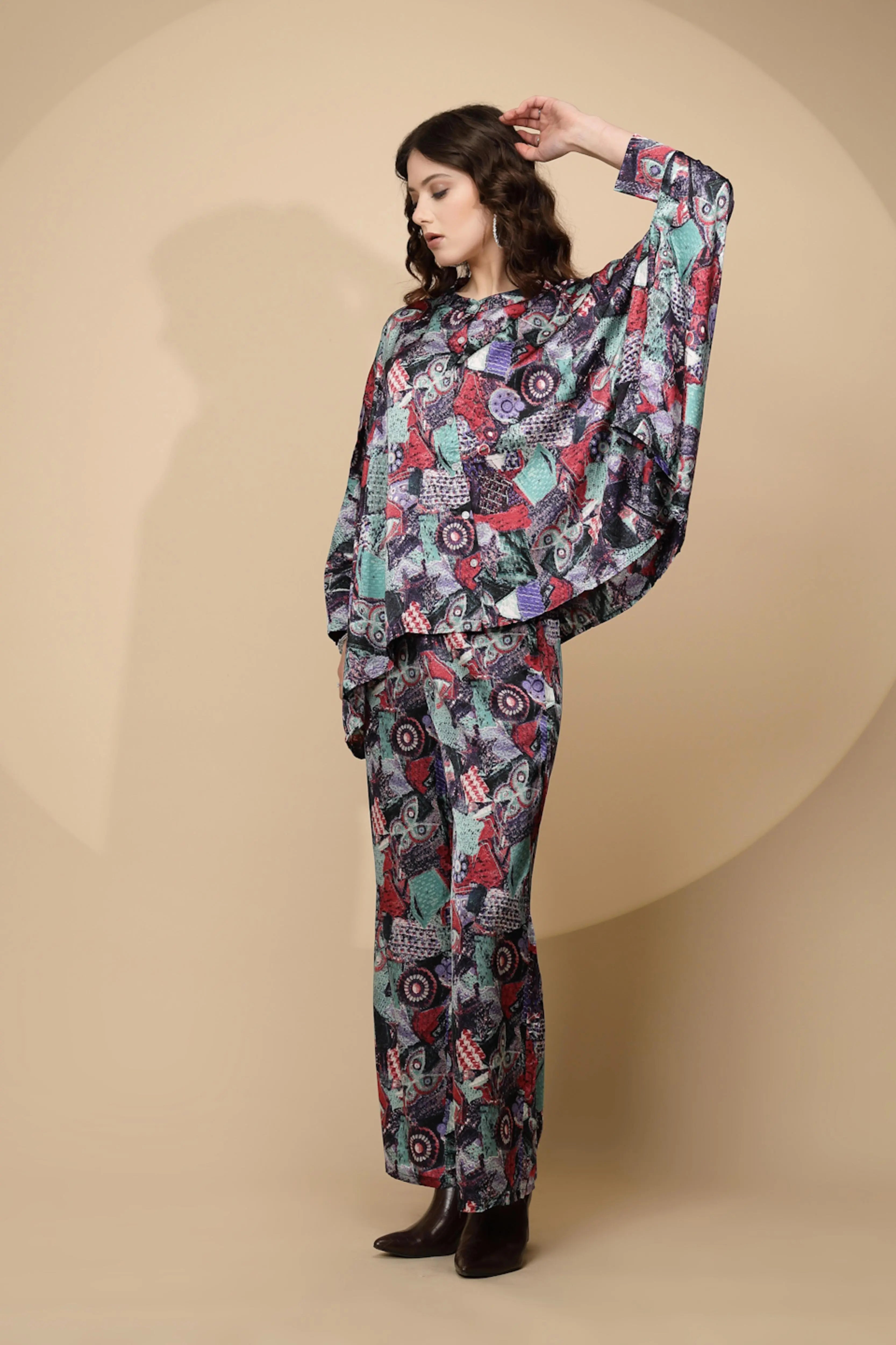 Multi Green  Regular Fit Co-ord Set For Women - Global Republic