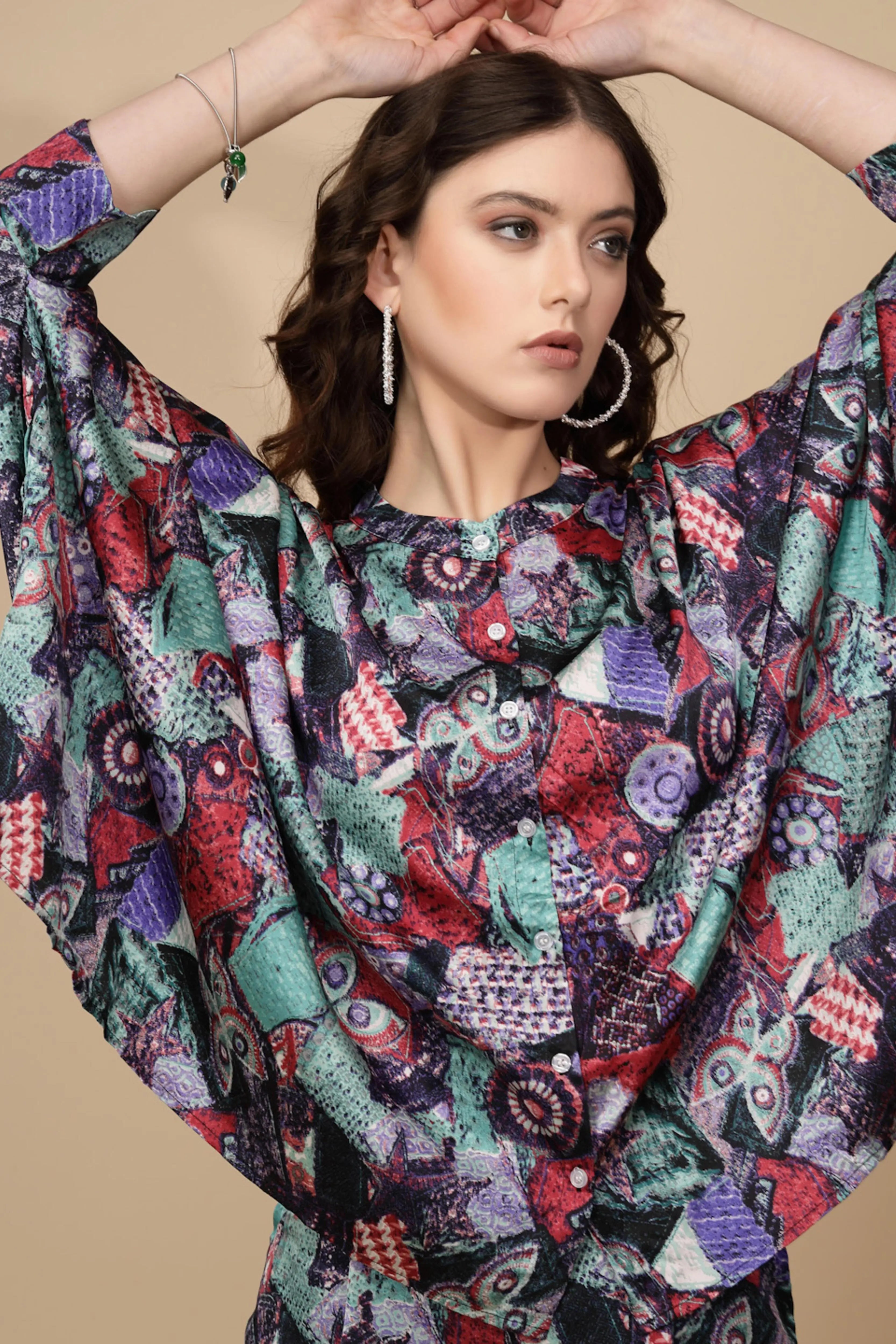 Multi Green  Regular Fit Co-ord Set For Women - Global Republic
