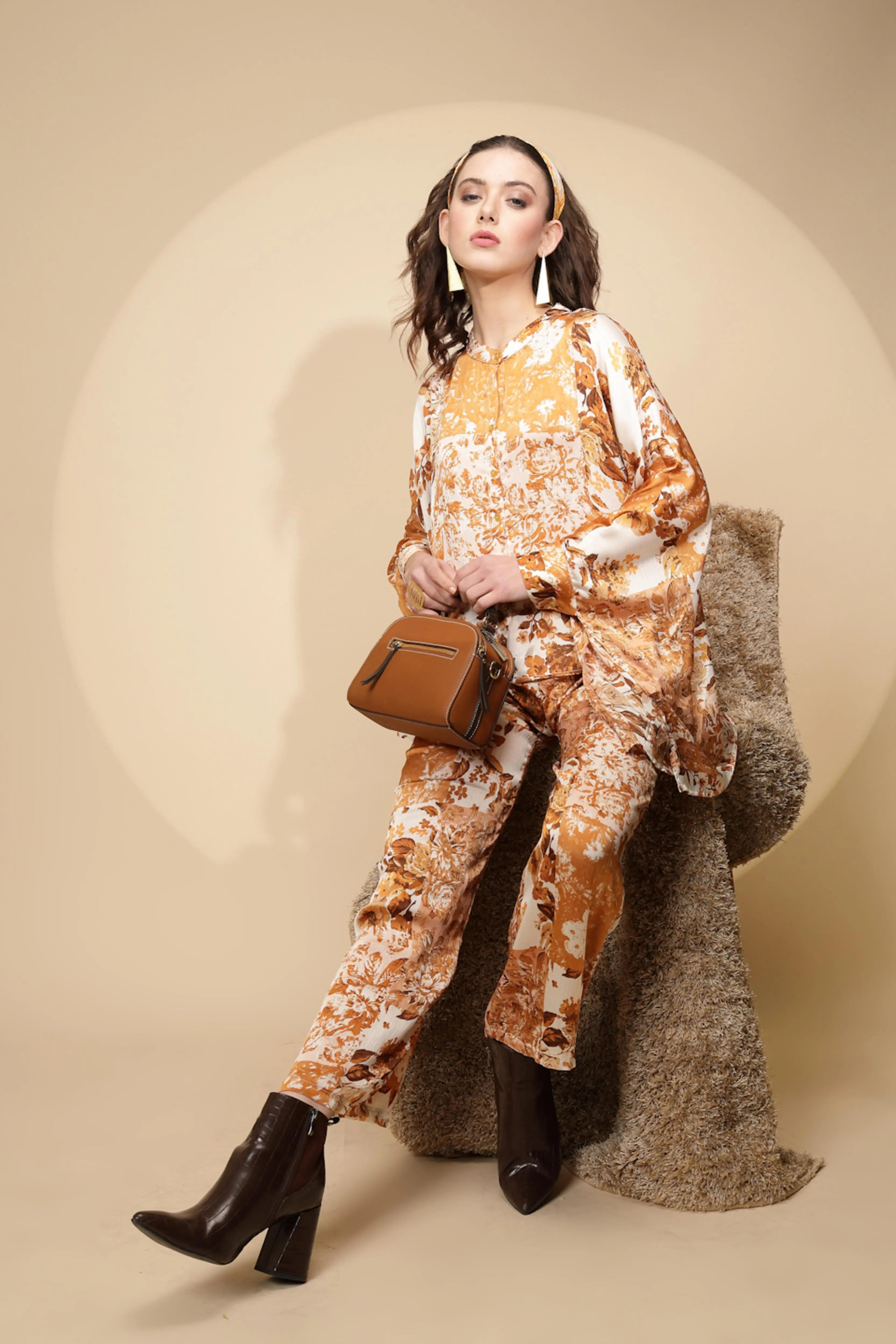 Khaki Regular Fit Co-Ord Set For Women - Global Republic