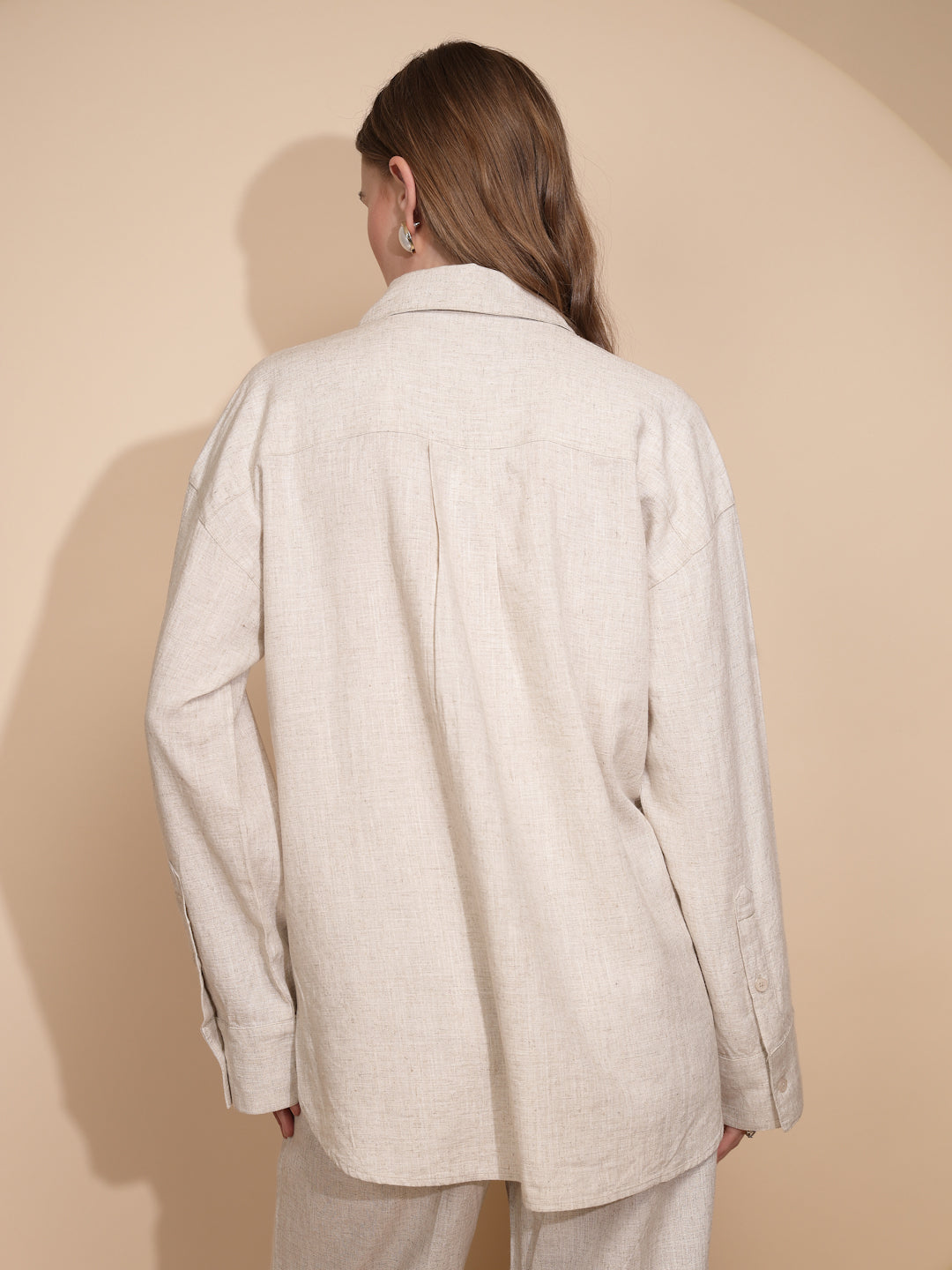 Beige Linen Loose Fit Shirt - Global Republic