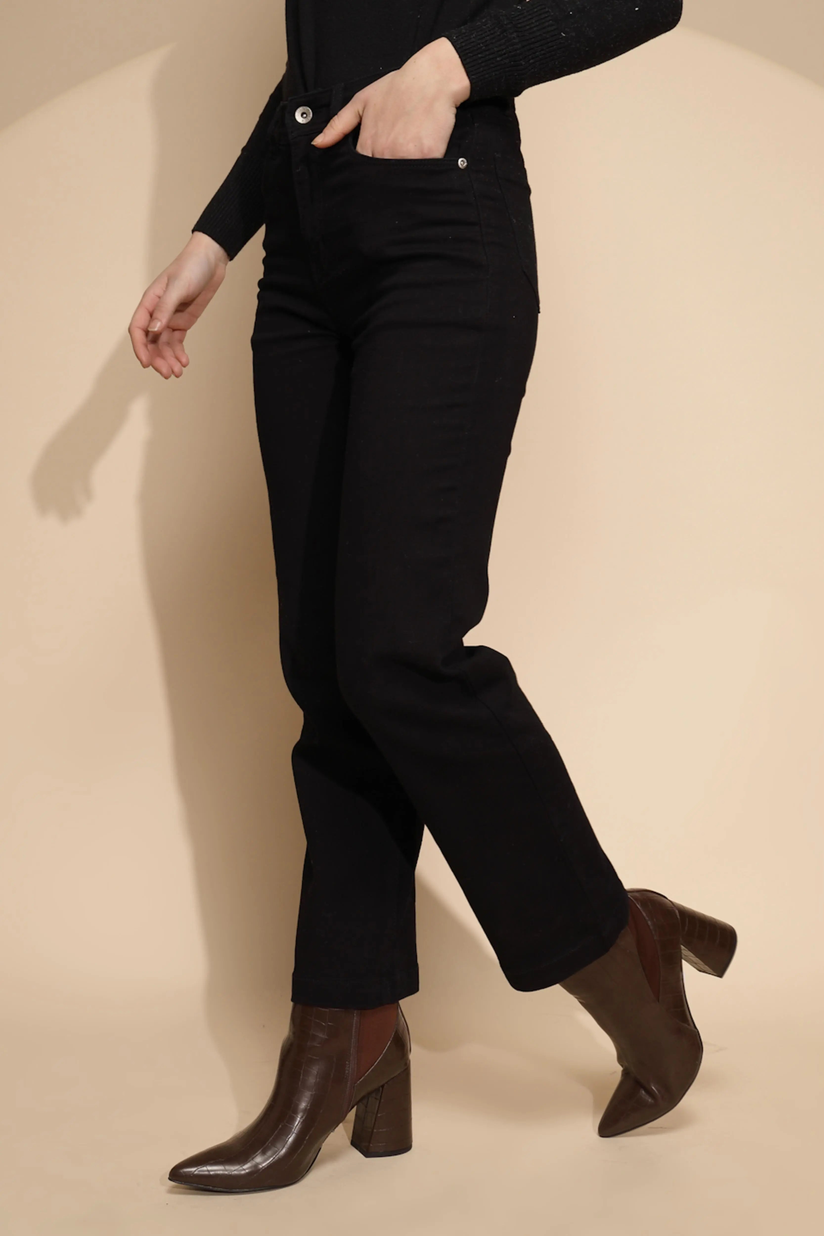 Black High Rise Straight fit Jeans