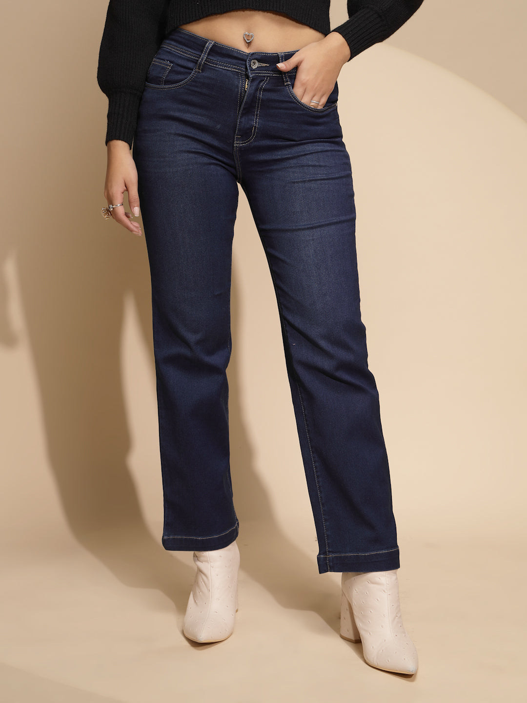 Black High Rise Straight fit Jeans