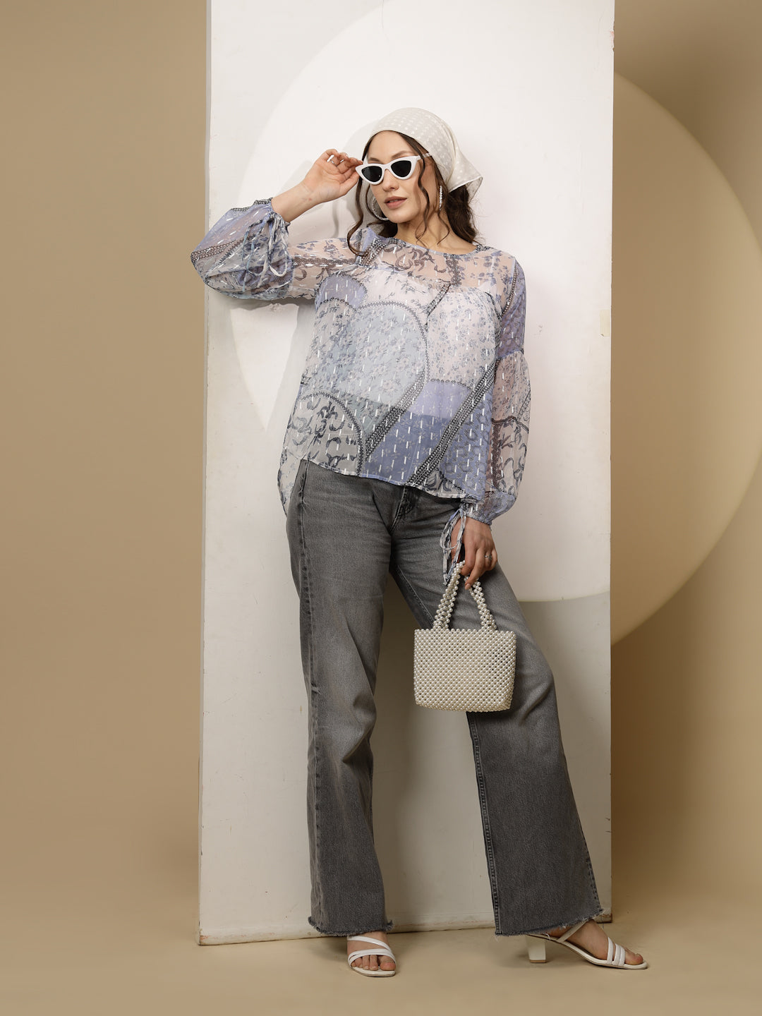Light Blue Chiffon Top - Global Republic