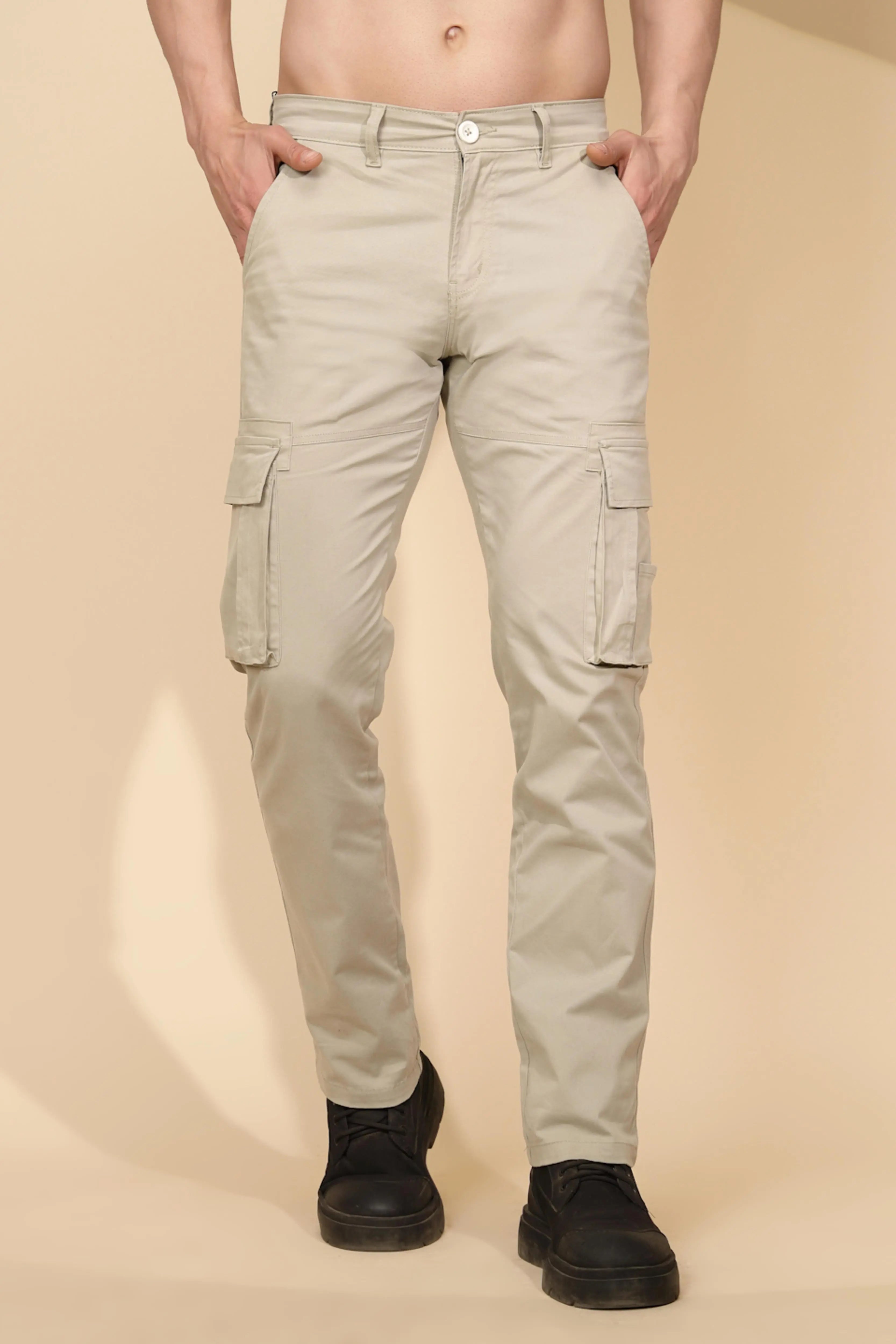 Pista Green Cotton Blend Regular Fit Cargo For Men - Global Republic
