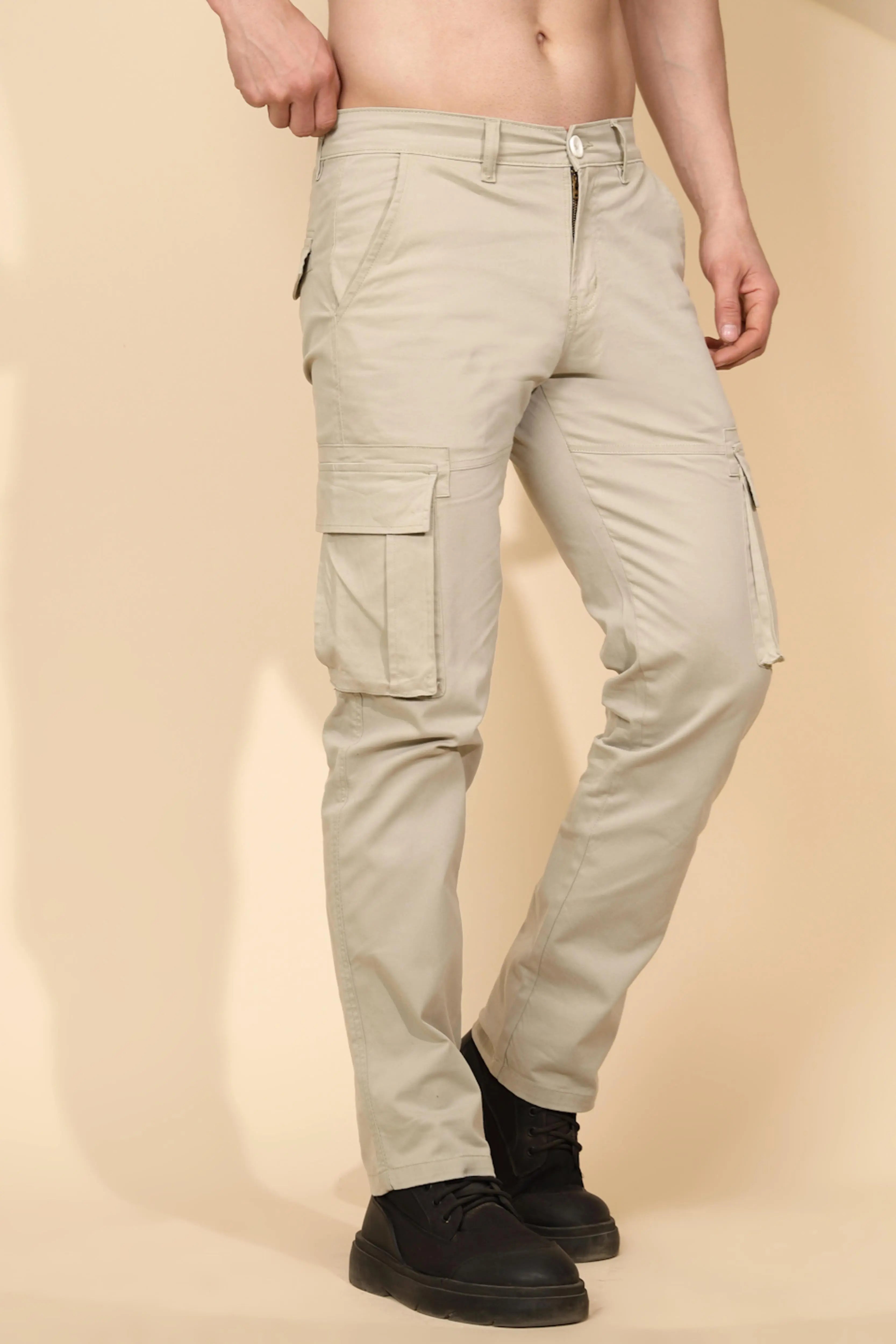 Pista Green Cotton Blend Regular Fit Cargo For Men - Global Republic