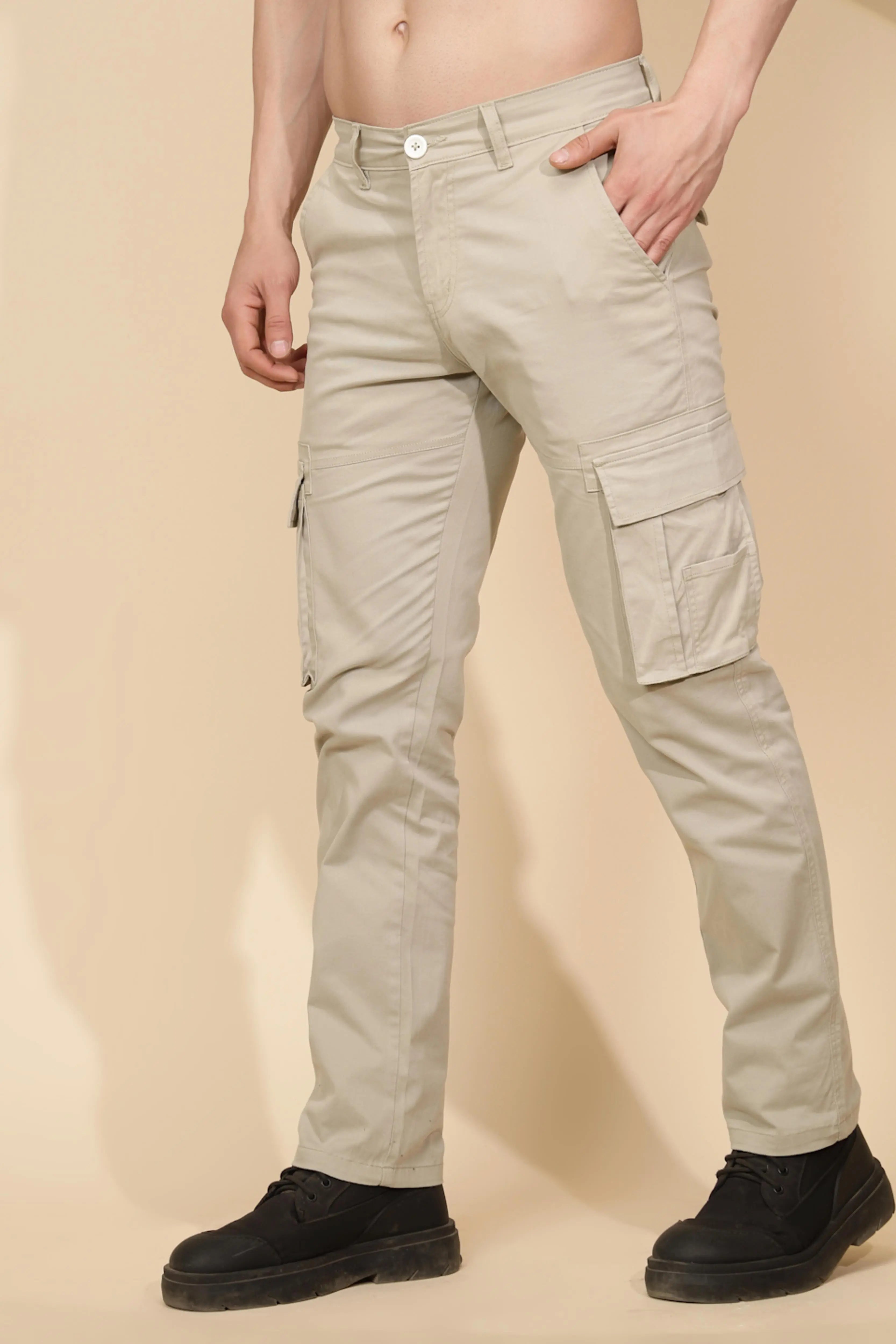 Pista Green Cotton Blend Regular Fit Cargo For Men - Global Republic