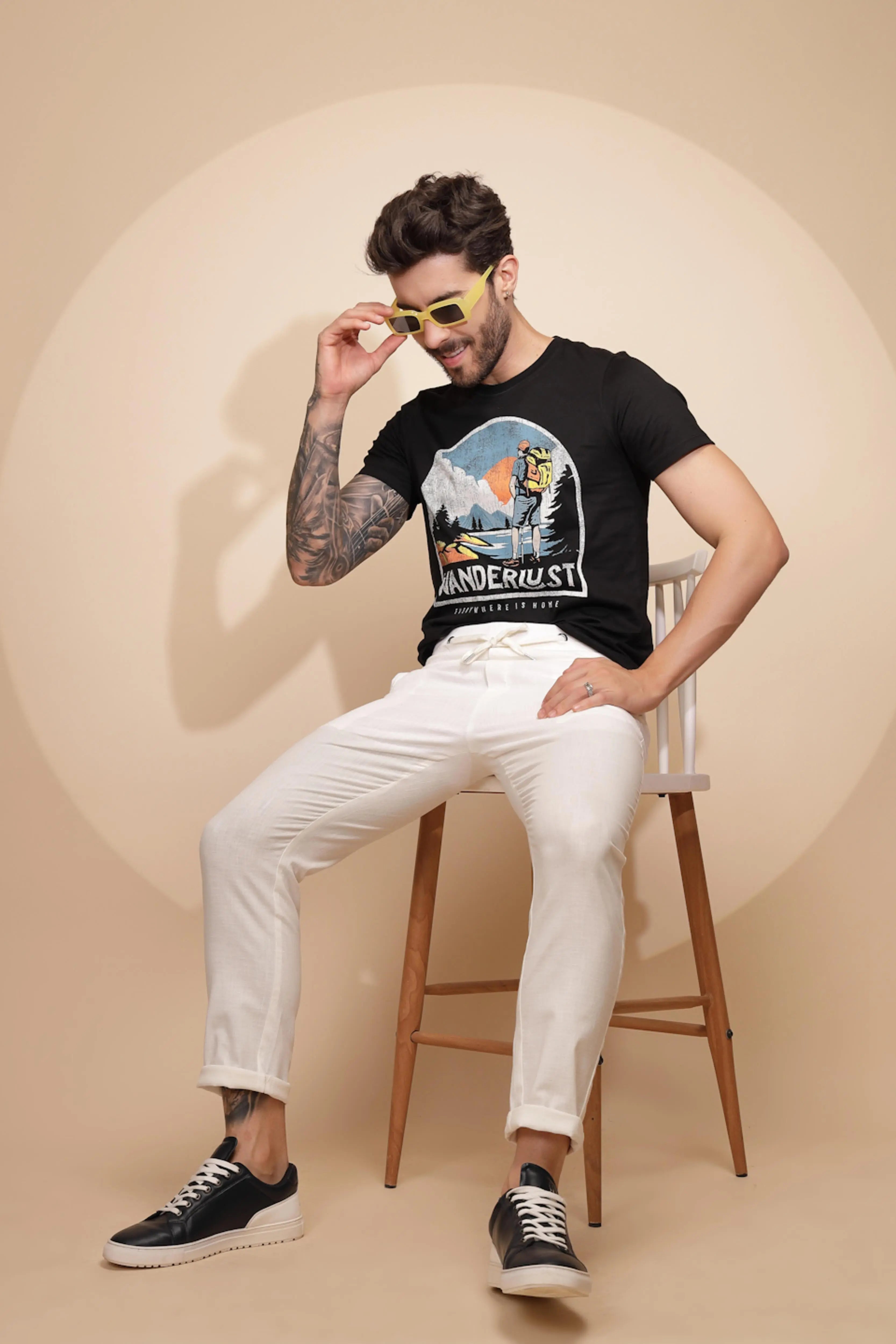 White Cotton Linen Relaxed Fit Lower - Global Republic