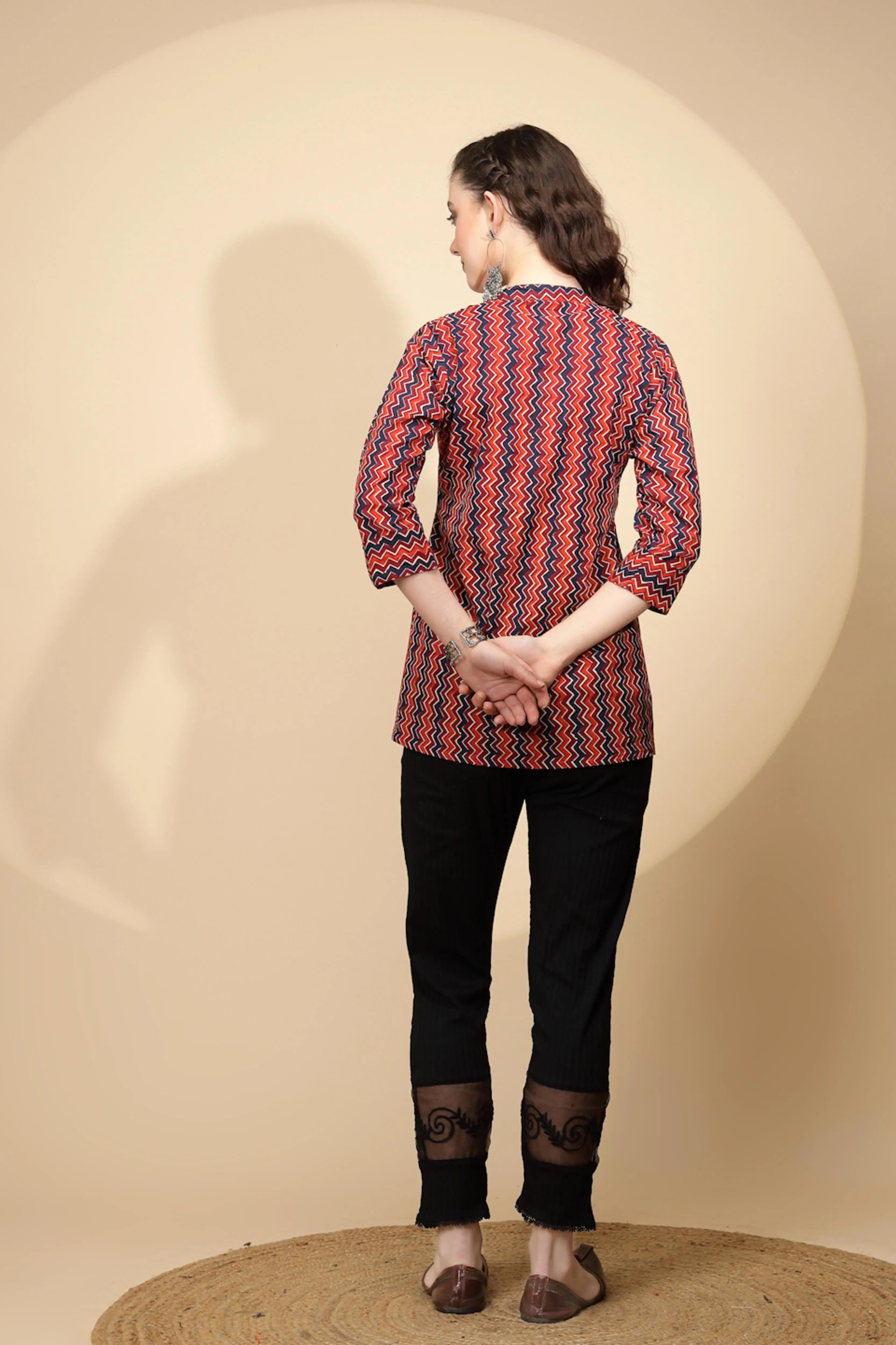 Red  Regular Fit Tunic For Women - Global Republic