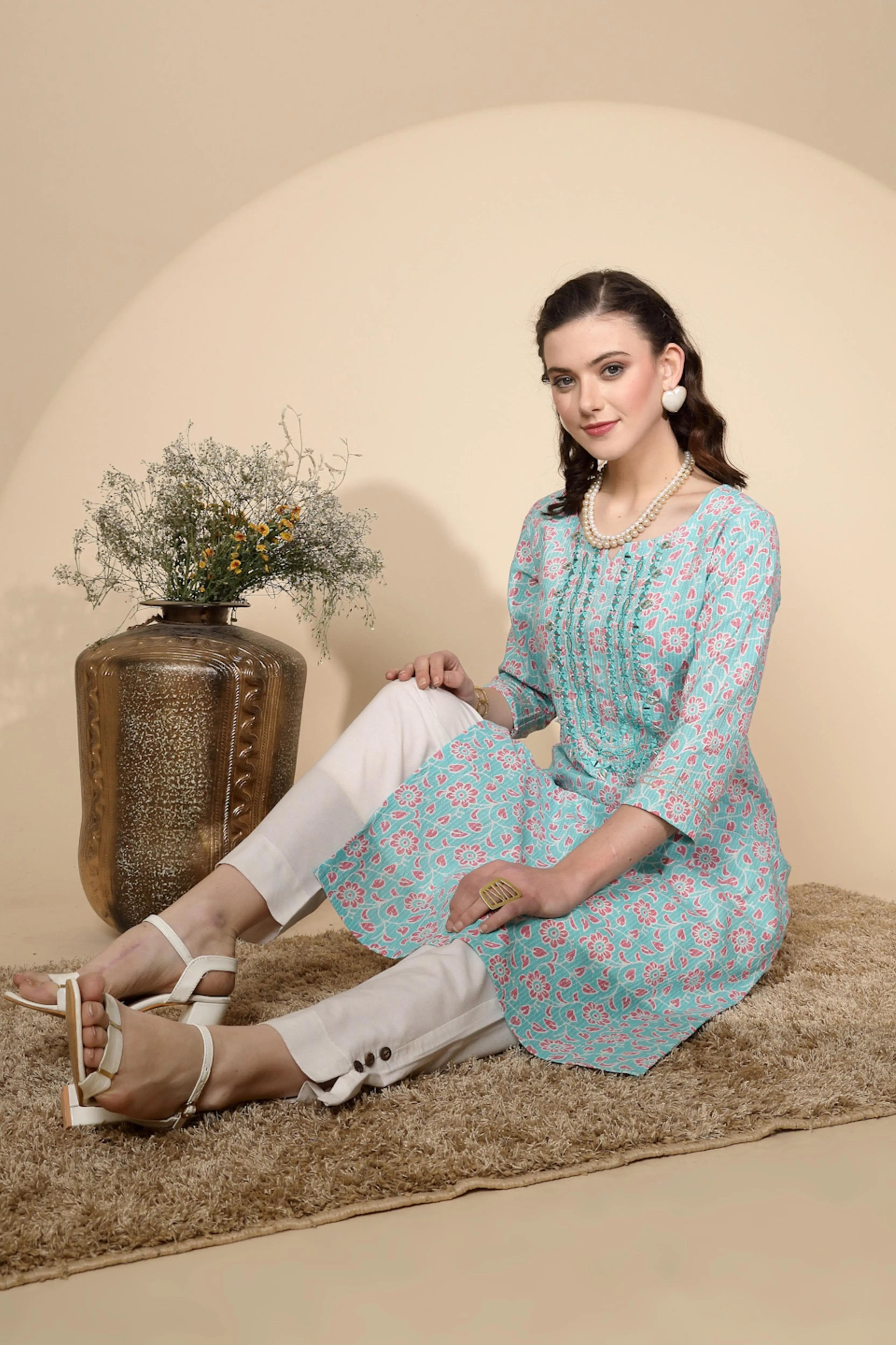 Firozi Cotton Kurta - Global Republic