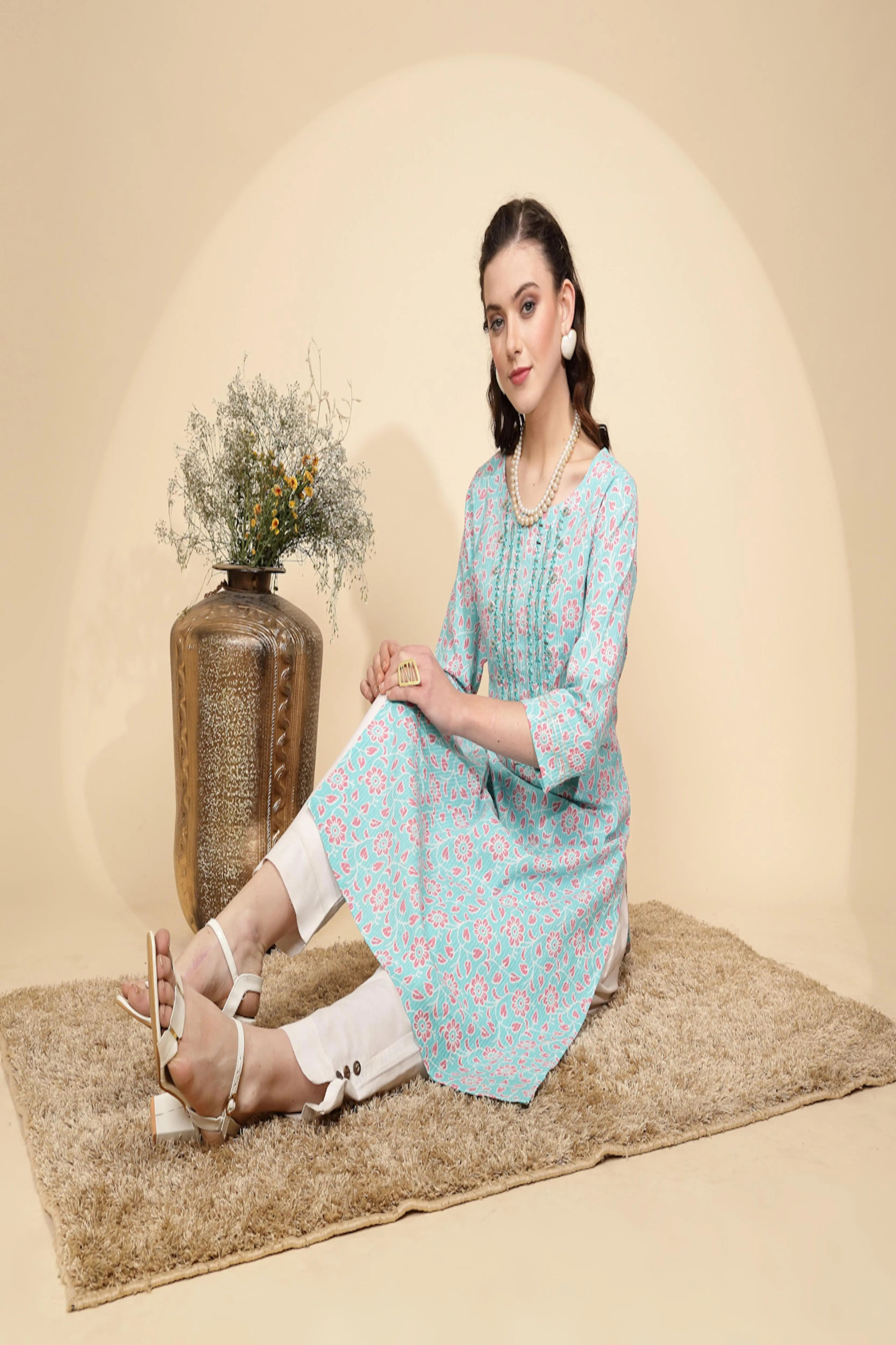 Firozi Cotton Kurta - Global Republic