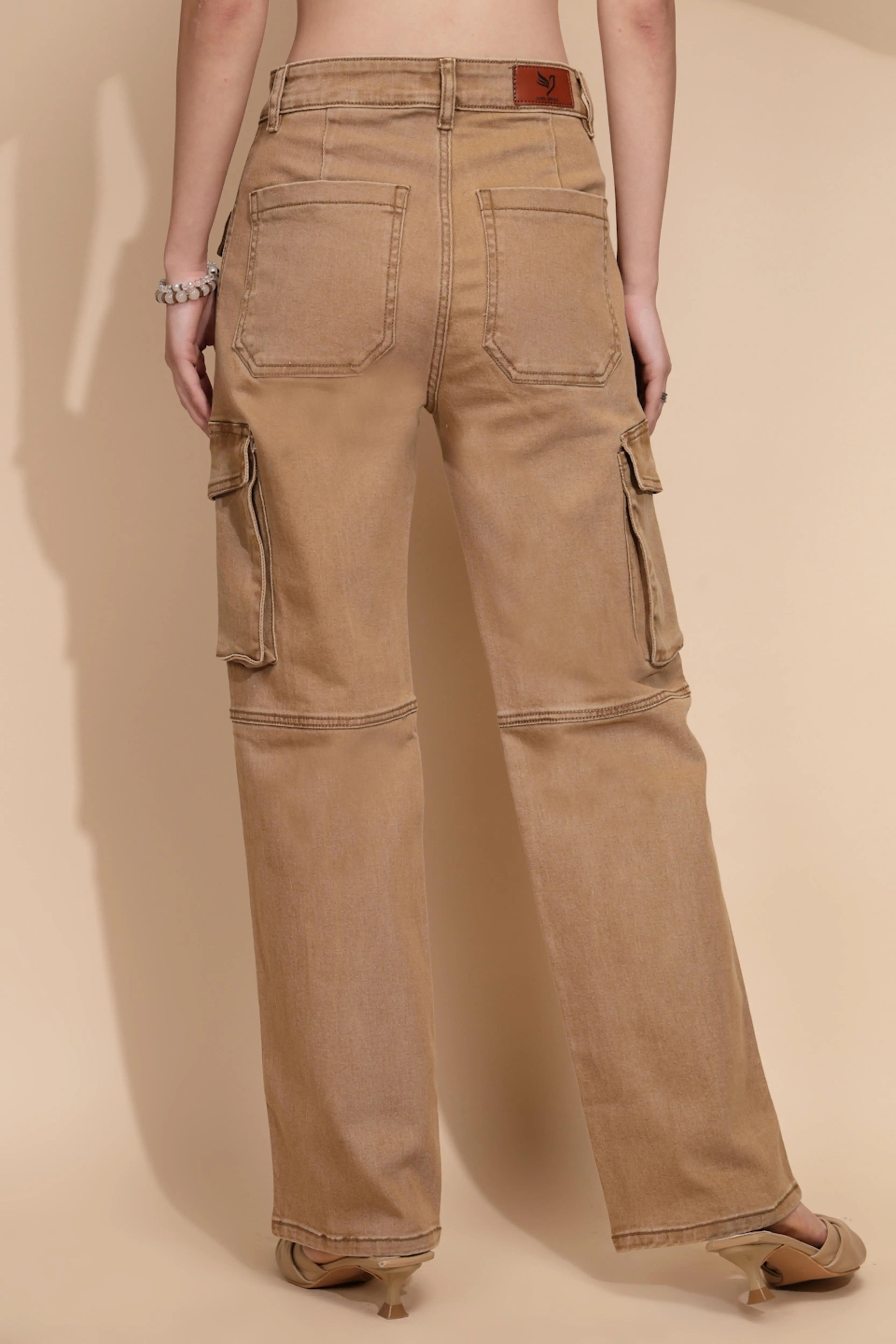 Tan Brown Cotton Regular Fit Cargo - Global Republic