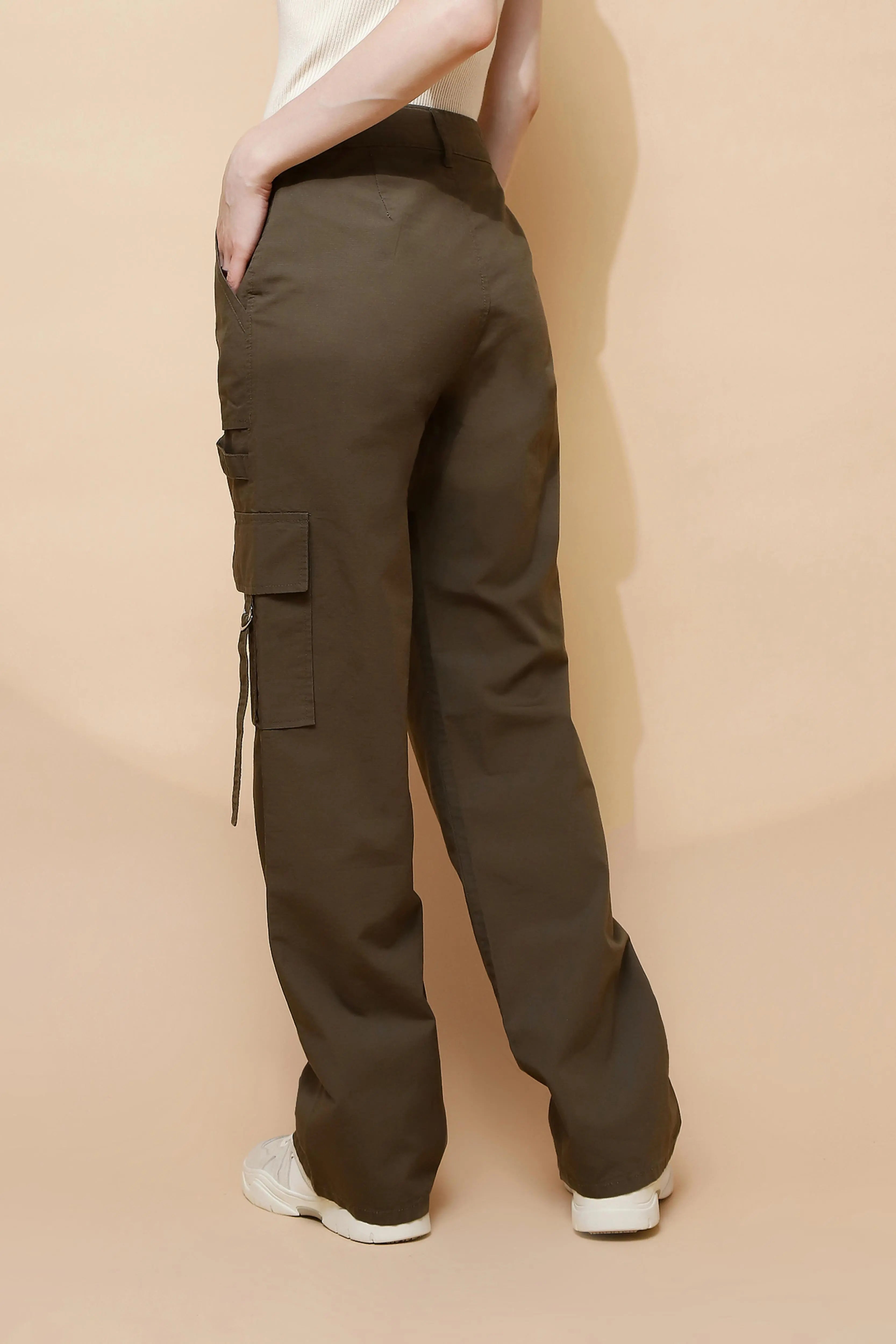Olive Cotton Straight Fit Cargo - Global Republic