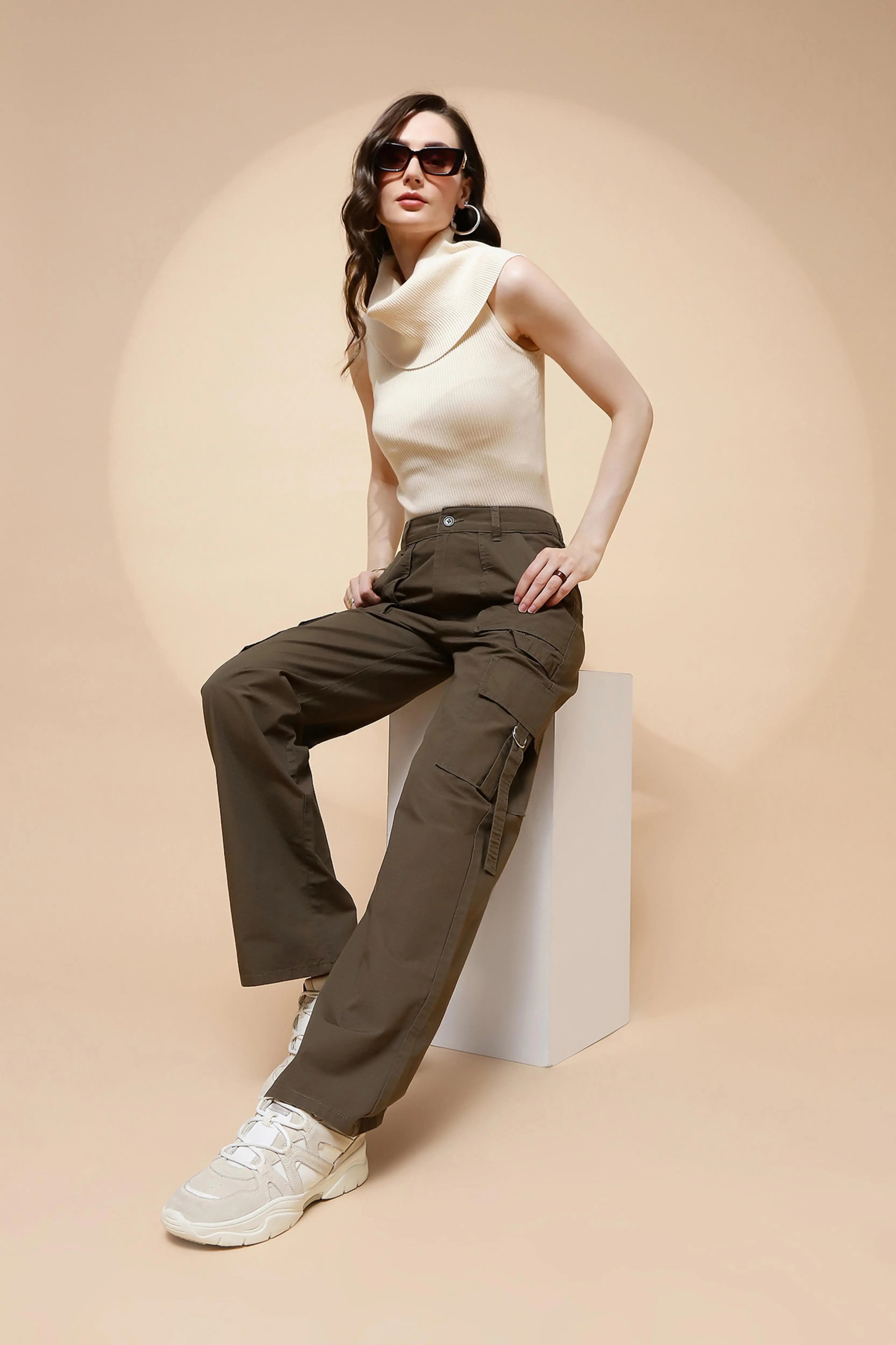 Olive Cotton Straight Fit Cargo - Global Republic