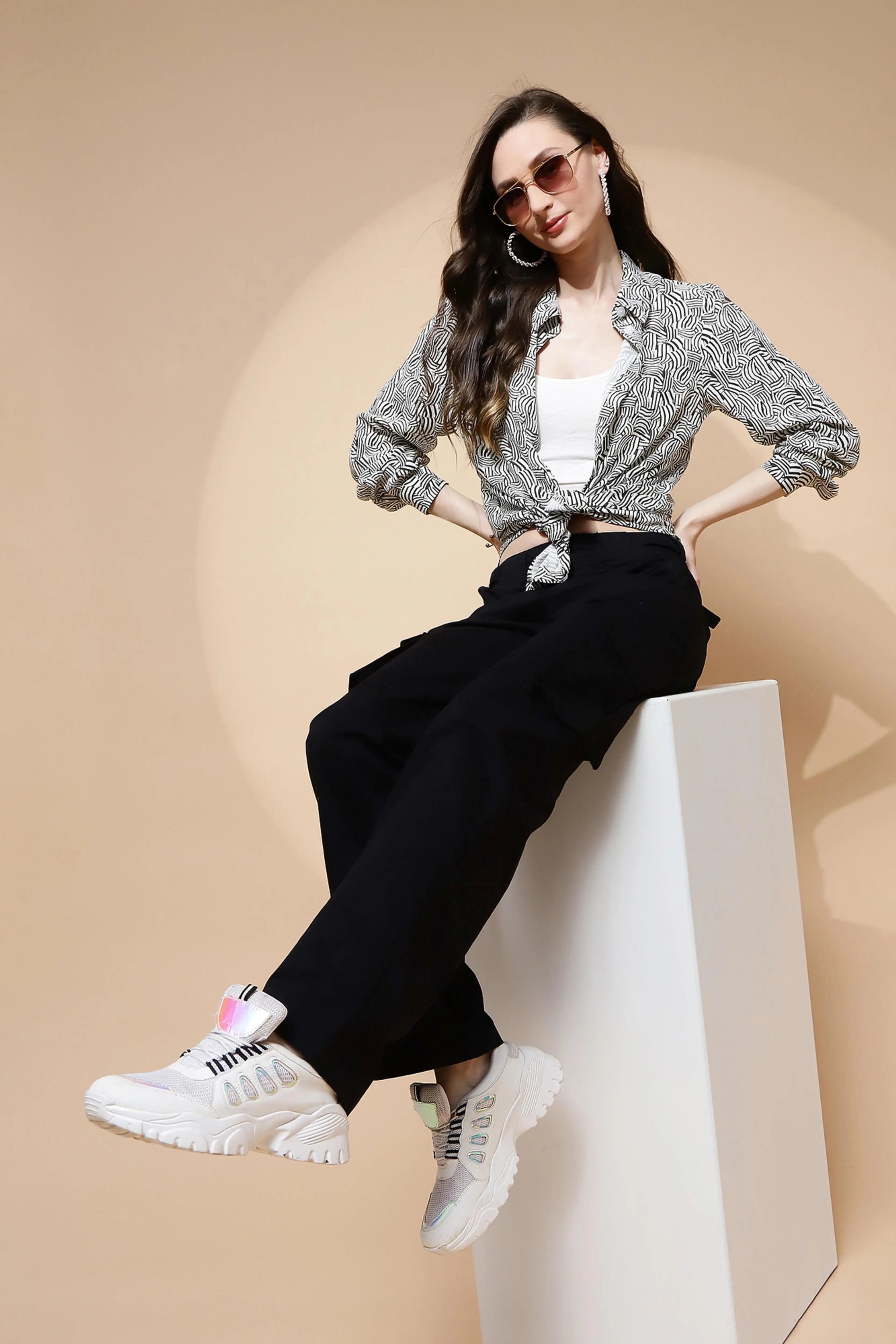 Black Relaxed Fit Cotton Cargo - Global Republic