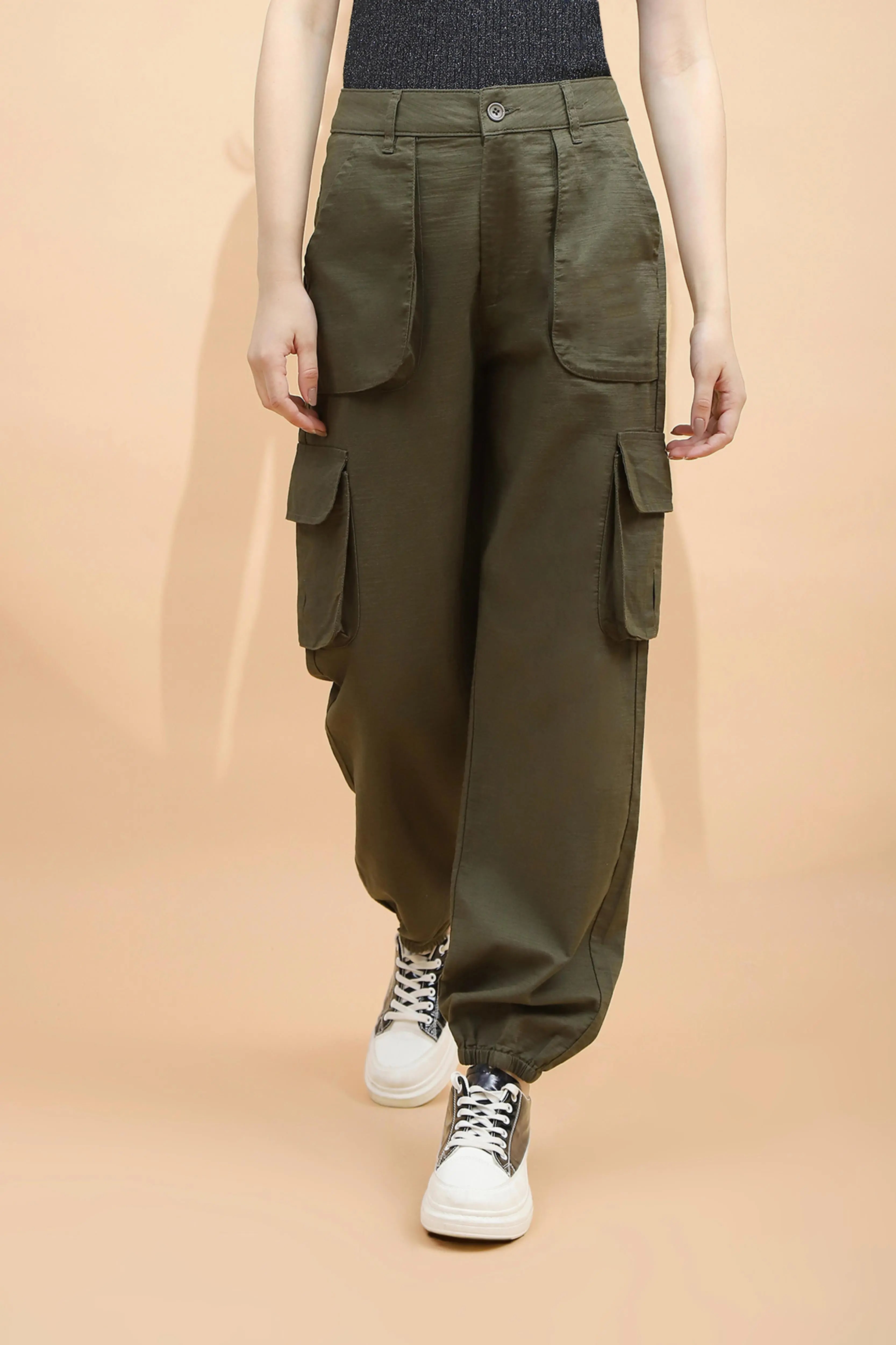 Olive Cotton Straight Fit Jogger - Global Republic