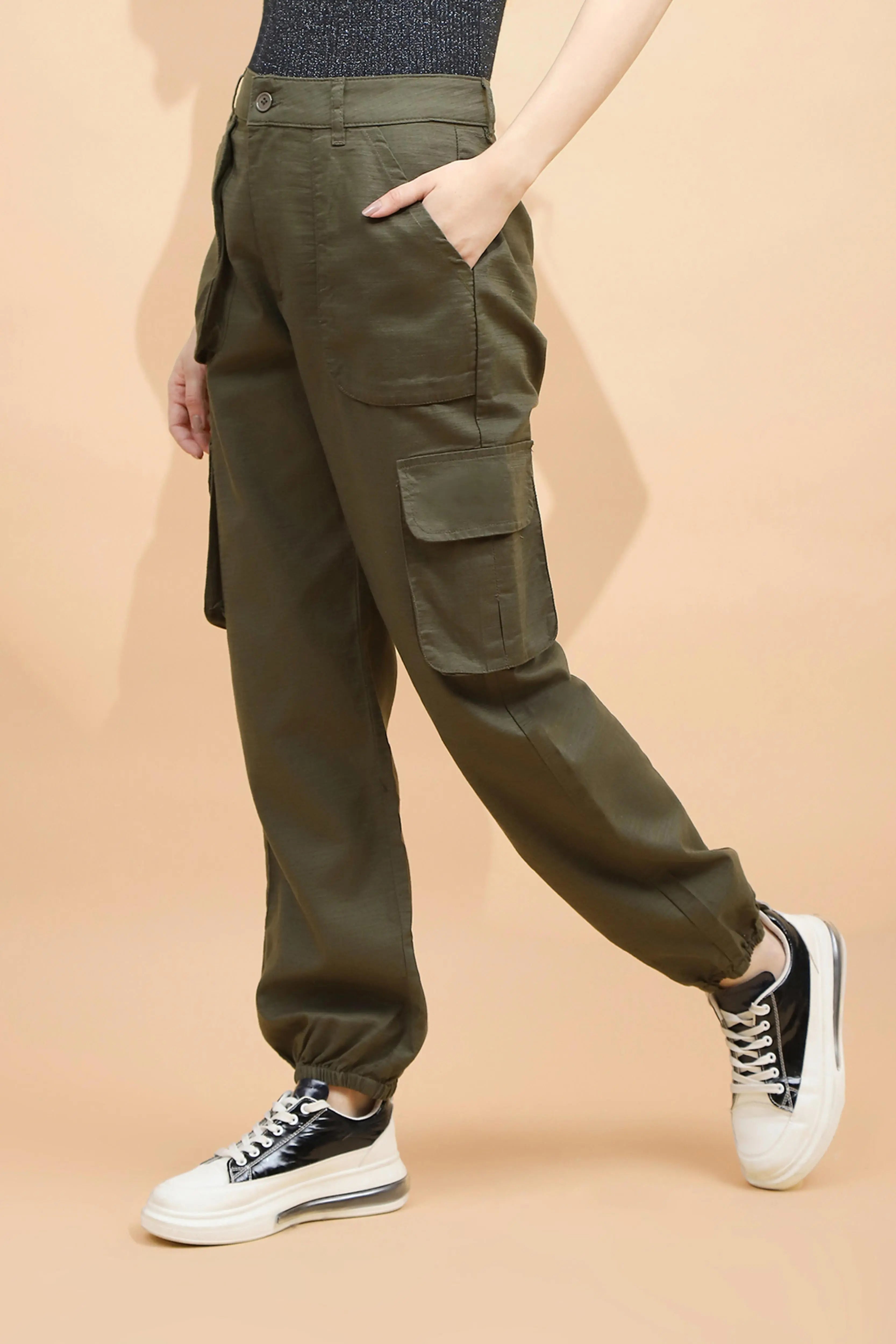 Olive Cotton Straight Fit Jogger - Global Republic