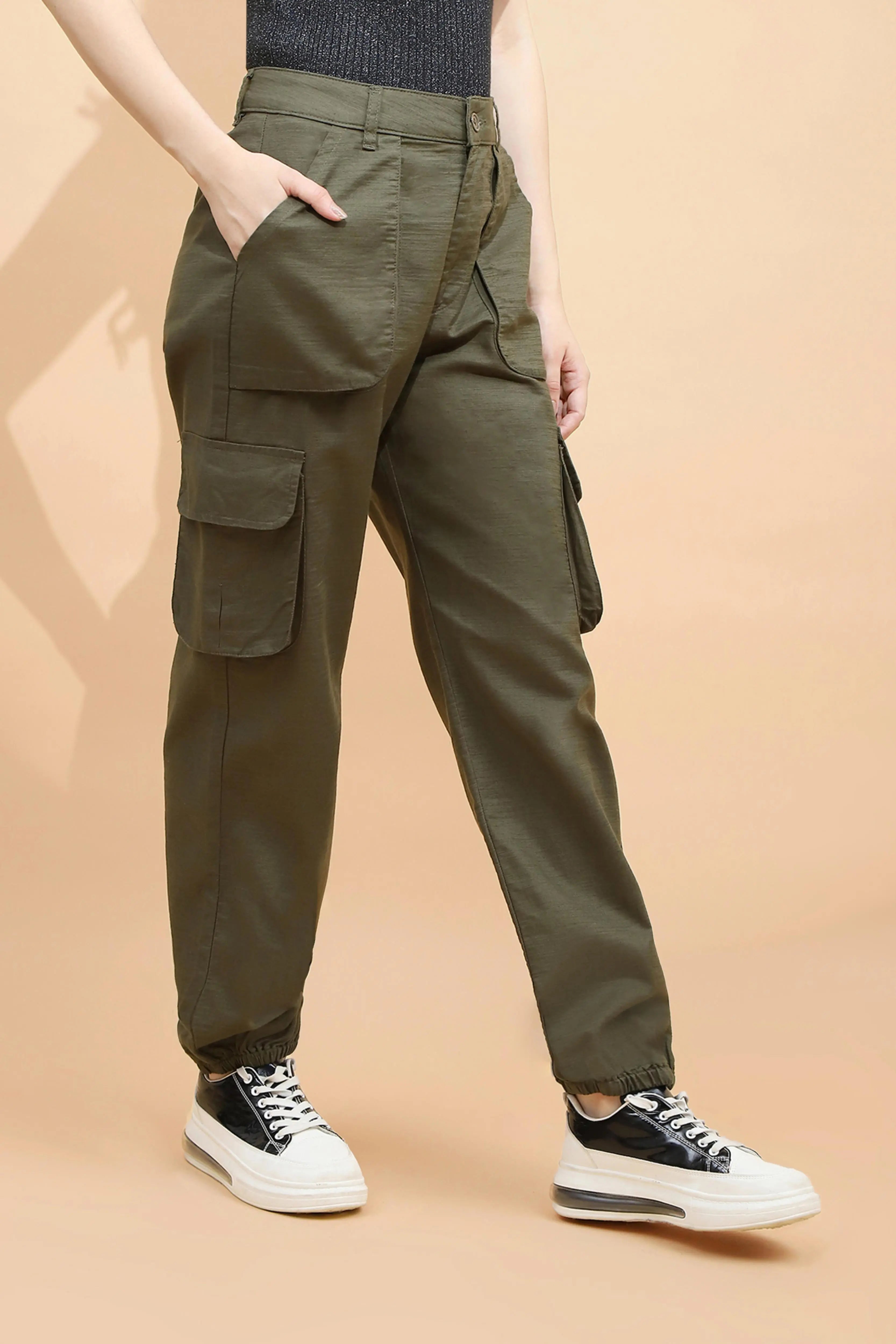 Olive Cotton Straight Fit Jogger - Global Republic