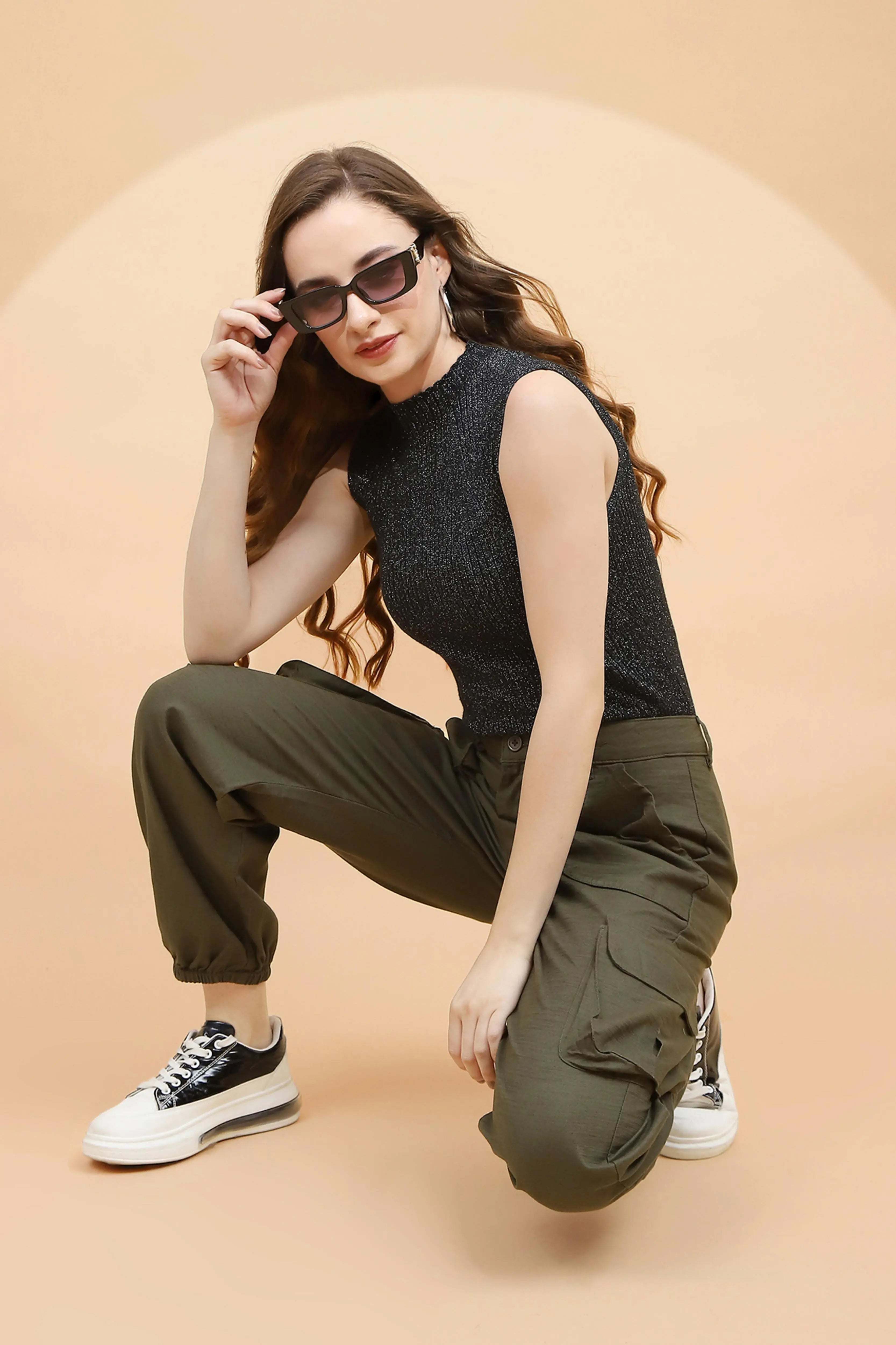Olive Cotton Straight Fit Jogger