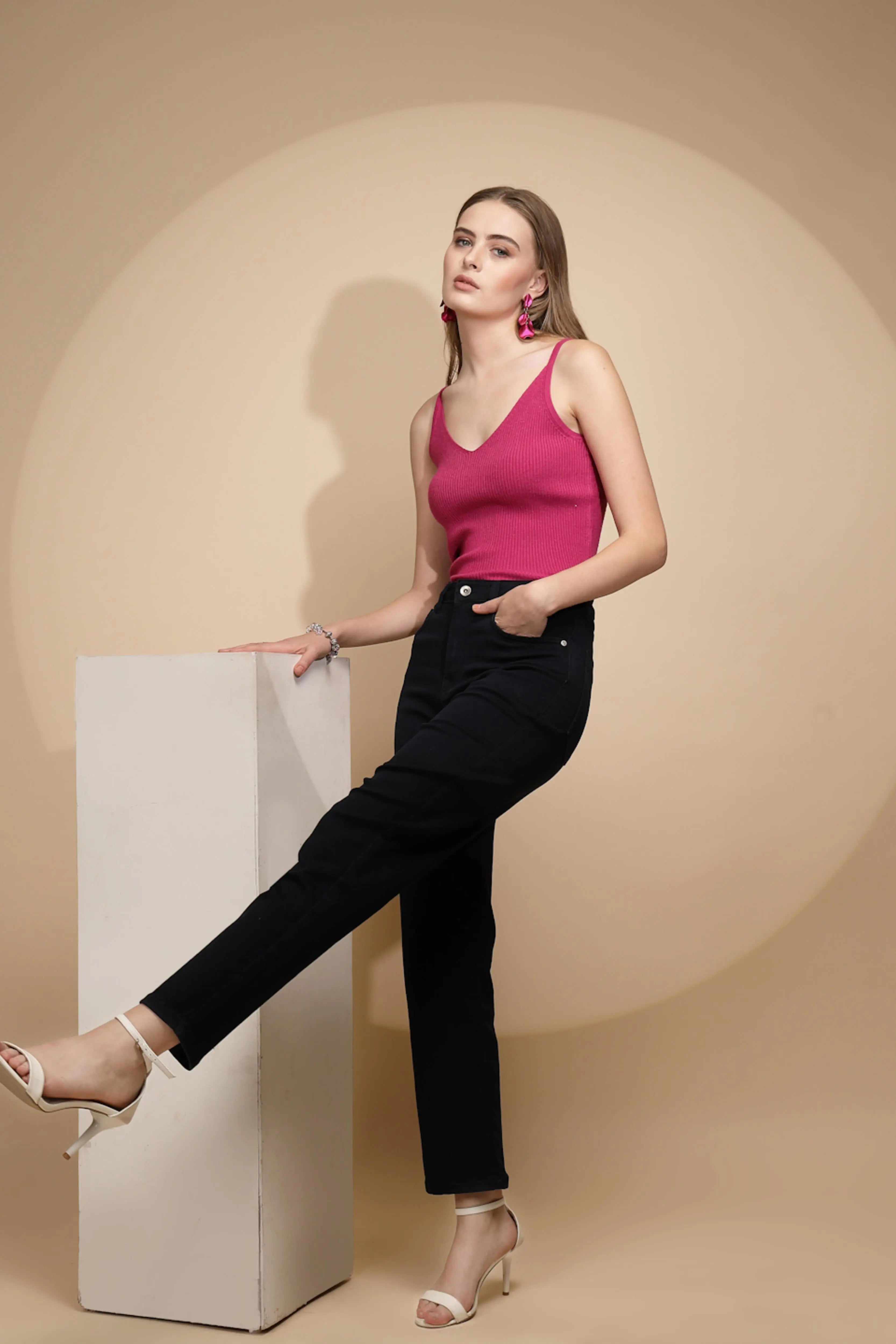 Navy Blue Cotton Blend Trouser - Global Republic