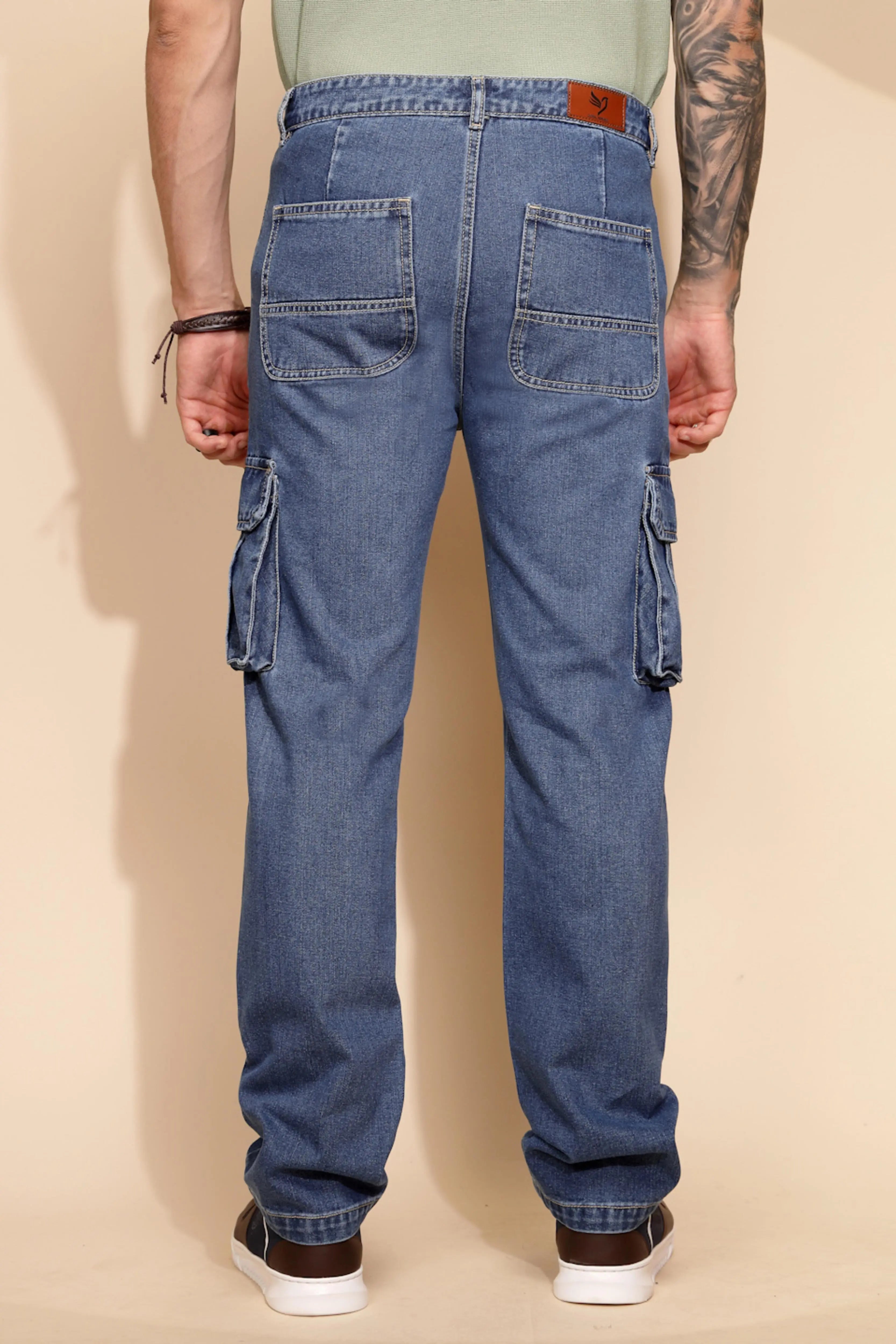 Blue Cotton Blend Cargo Pant - Global Republic
