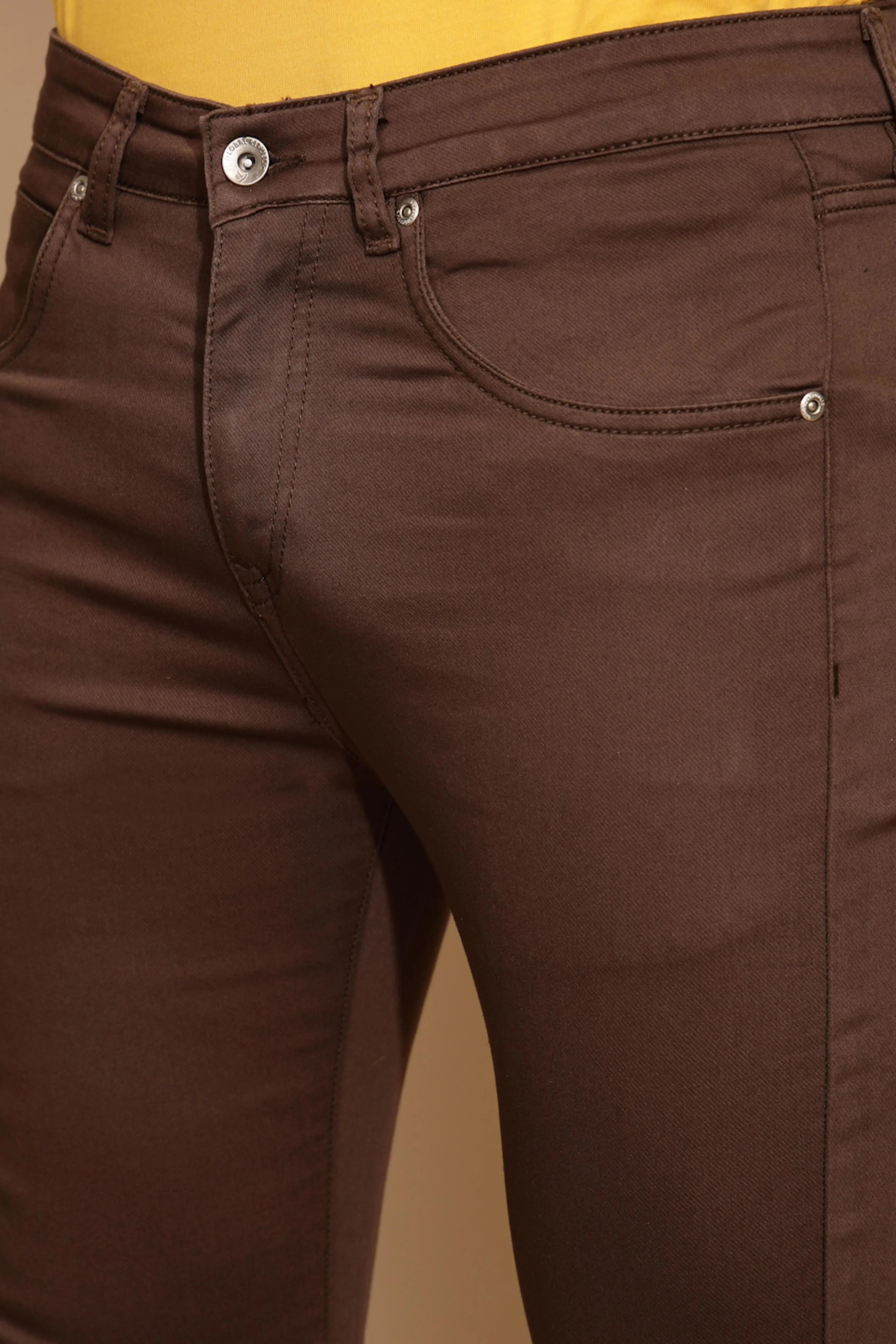 Mustard Cotton Blend Trouser - Global Republic