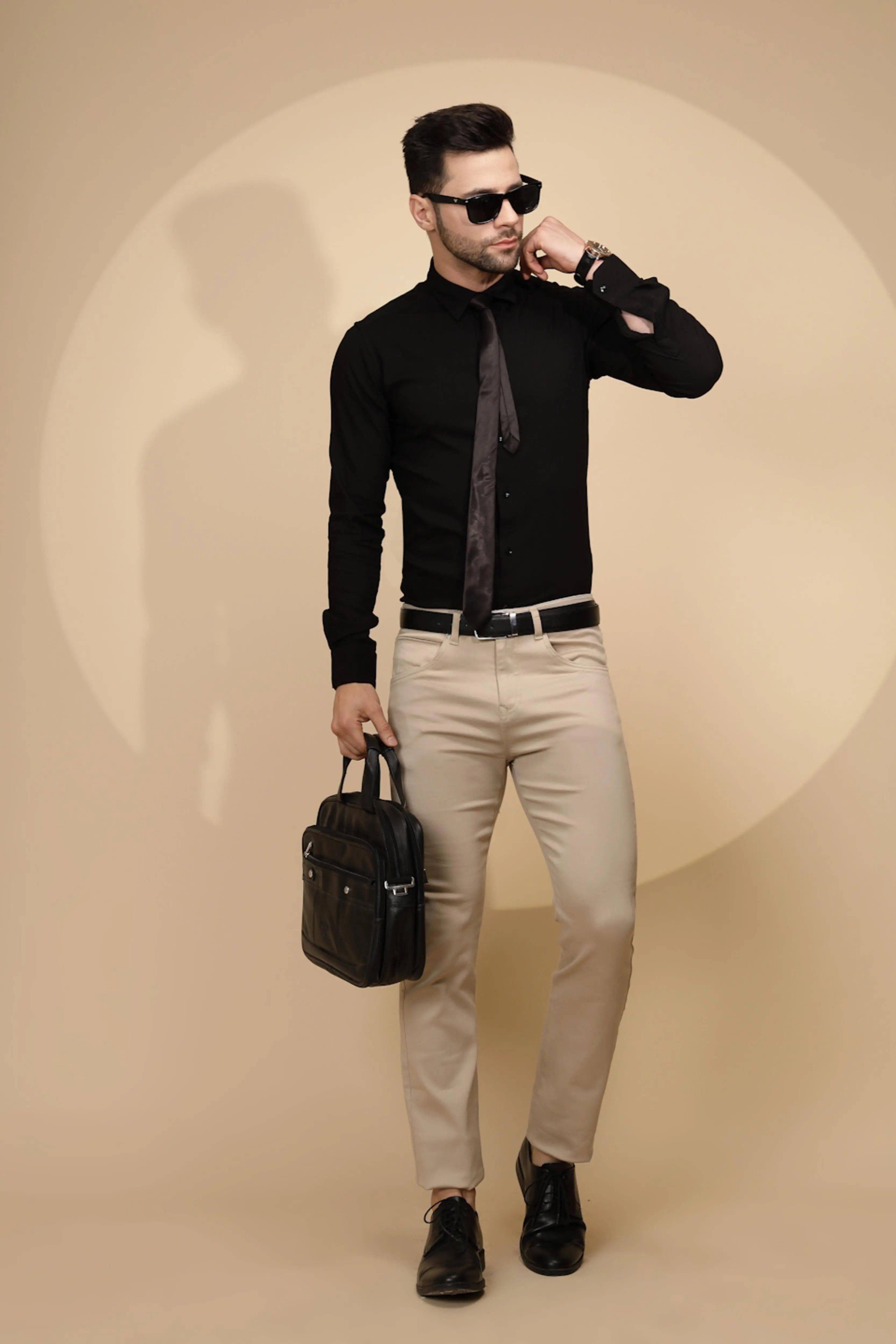 Black Tailored Fit Shirt For Men - Global Republic