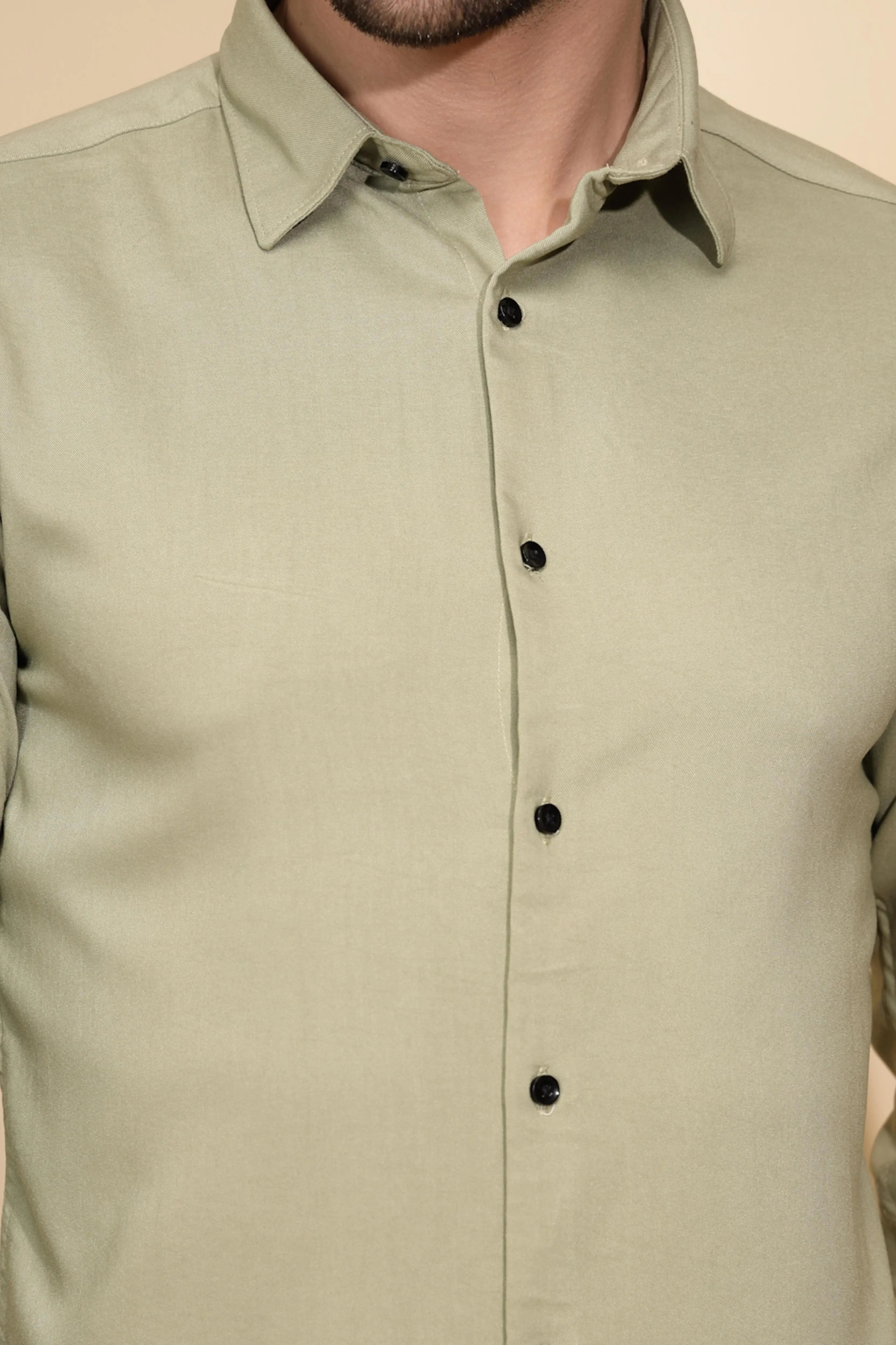 Olive  Tailored Fit Shirt For Men - Global Republic
