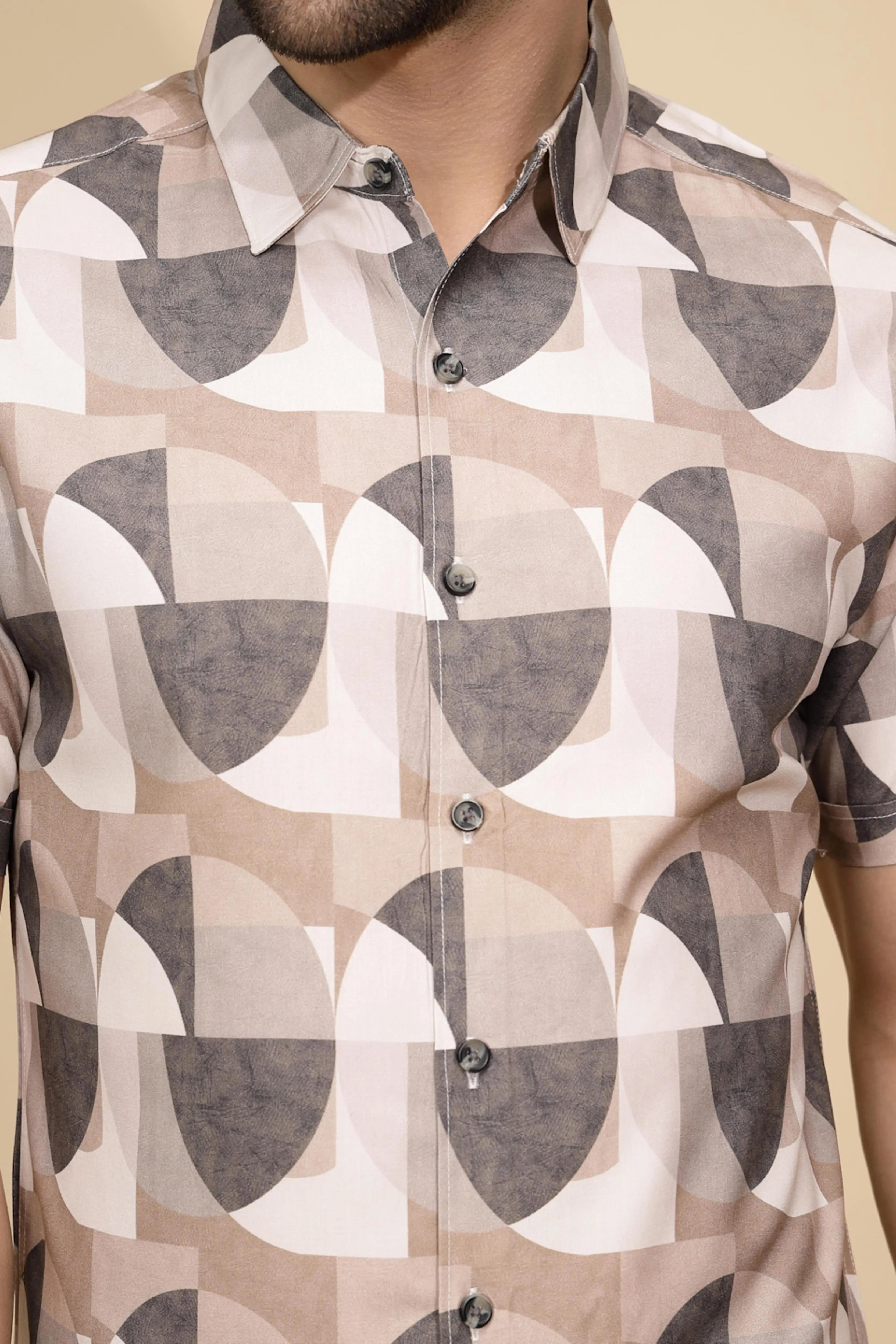 Brown Rayon Tailored Fit Shirt For Men - Global Republic