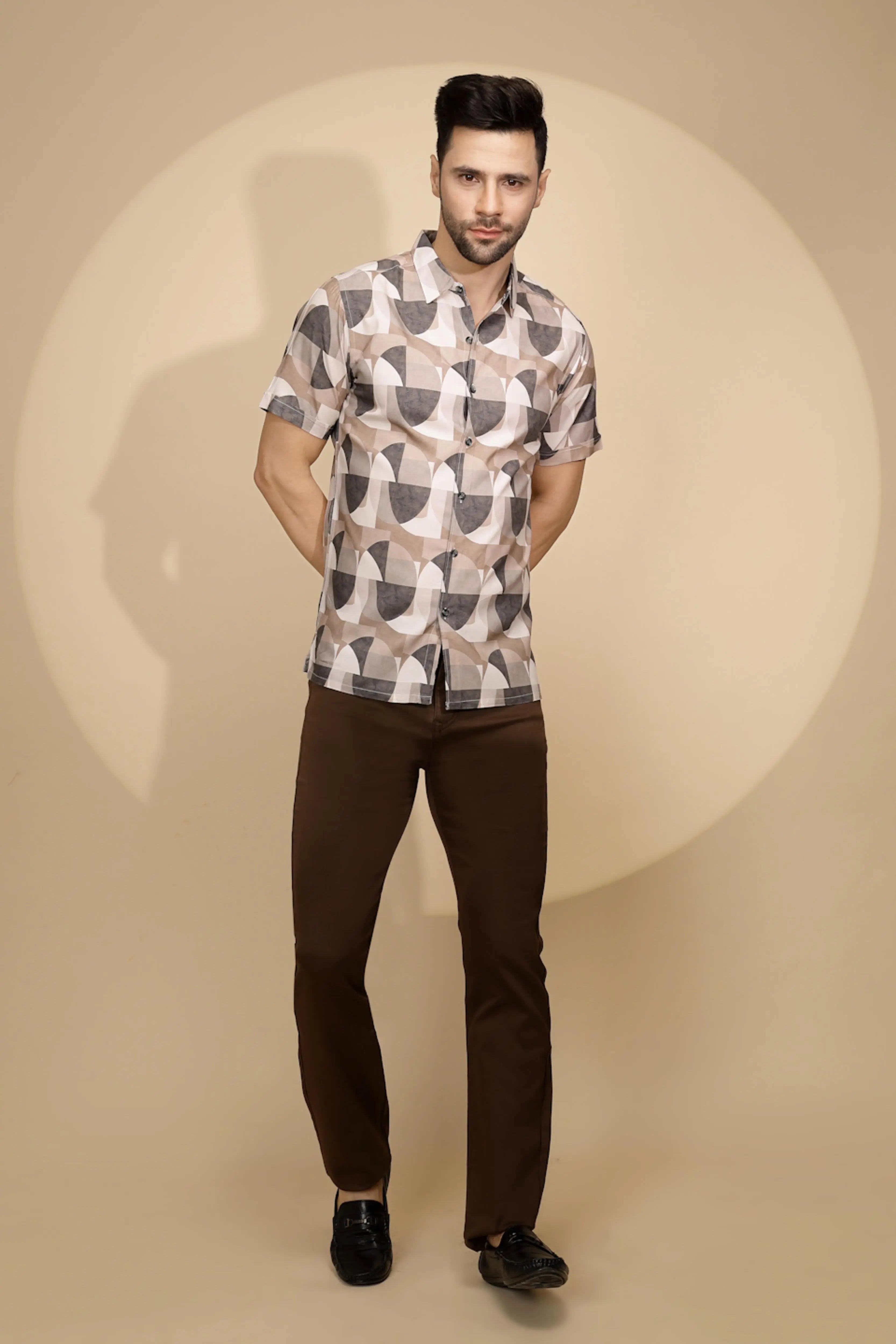 Brown Rayon Tailored Fit Shirt For Men - Global Republic