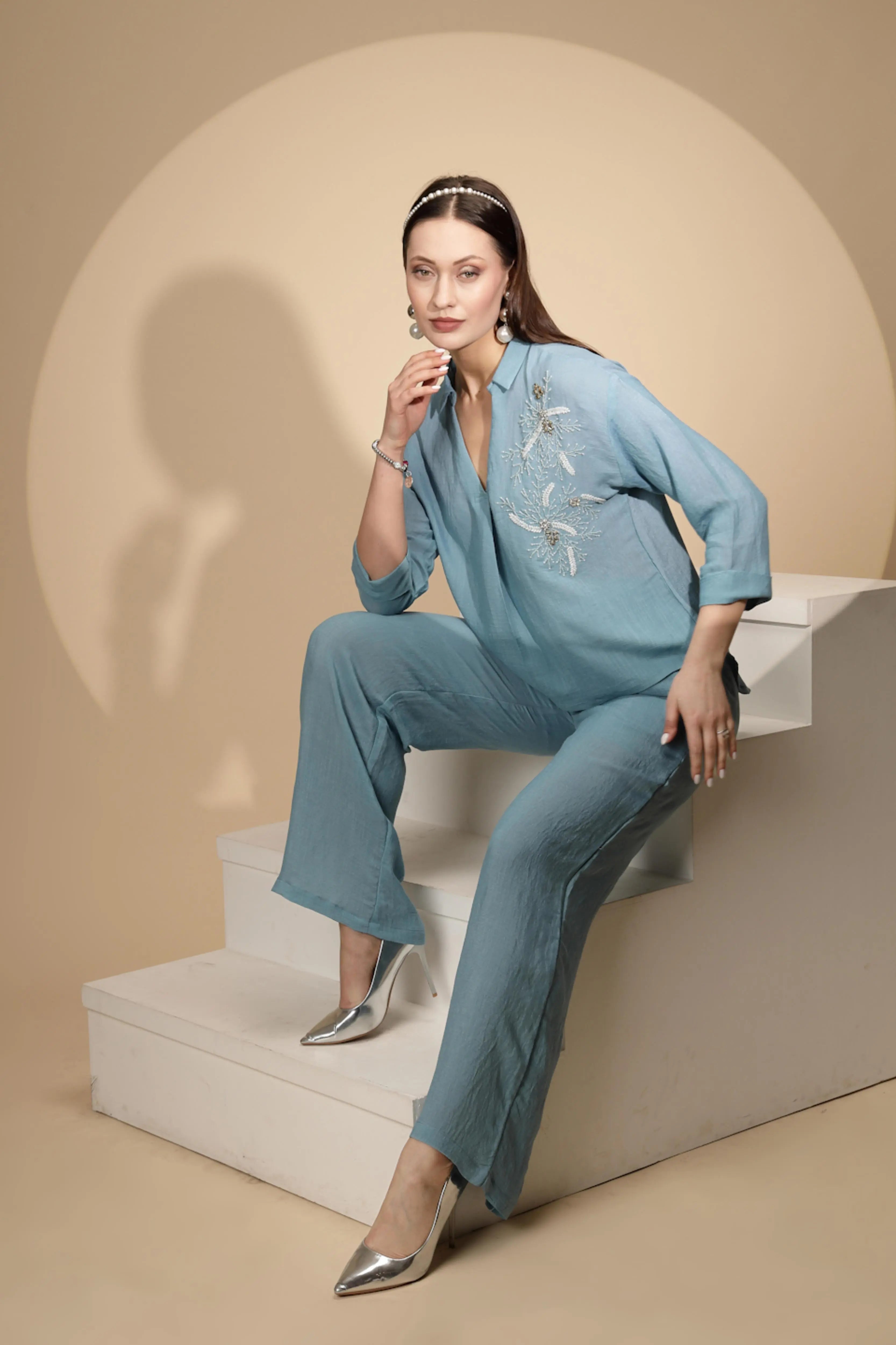 Blue Rayon Co-Ord Set - Global Republic
