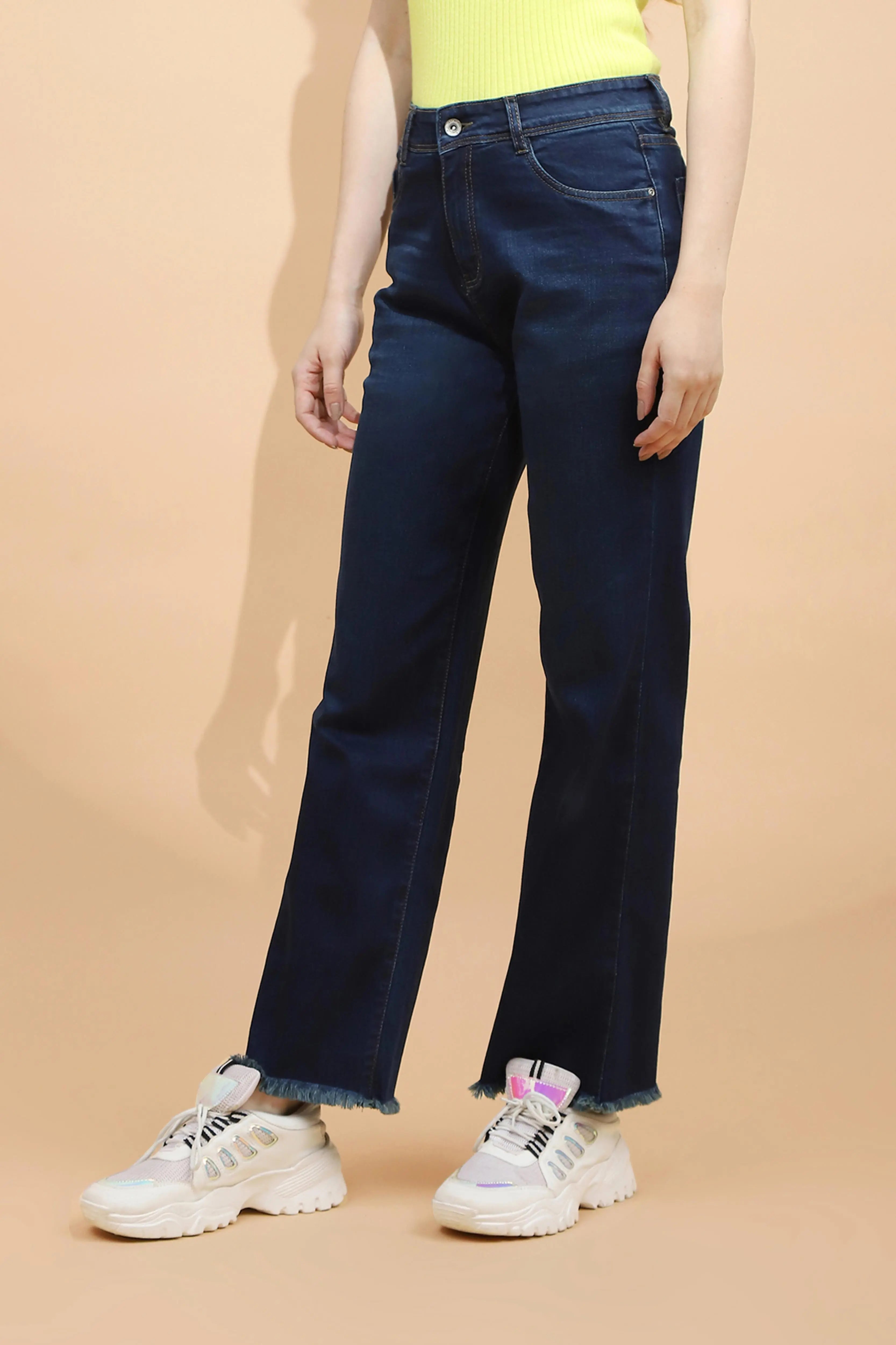 Blue Cotton Flared Jeans - Global Republic