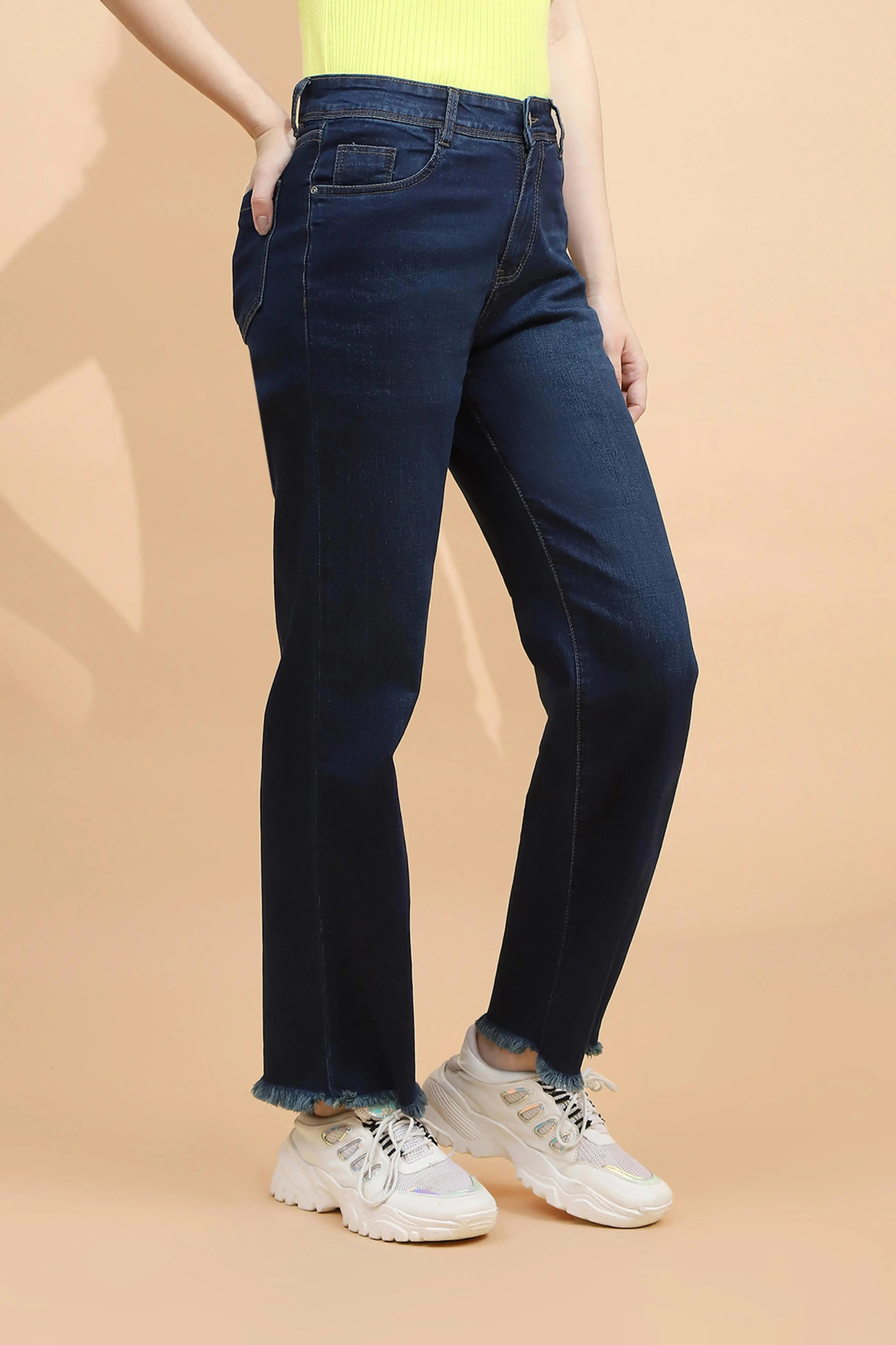 Blue Cotton Flared Jeans - Global Republic