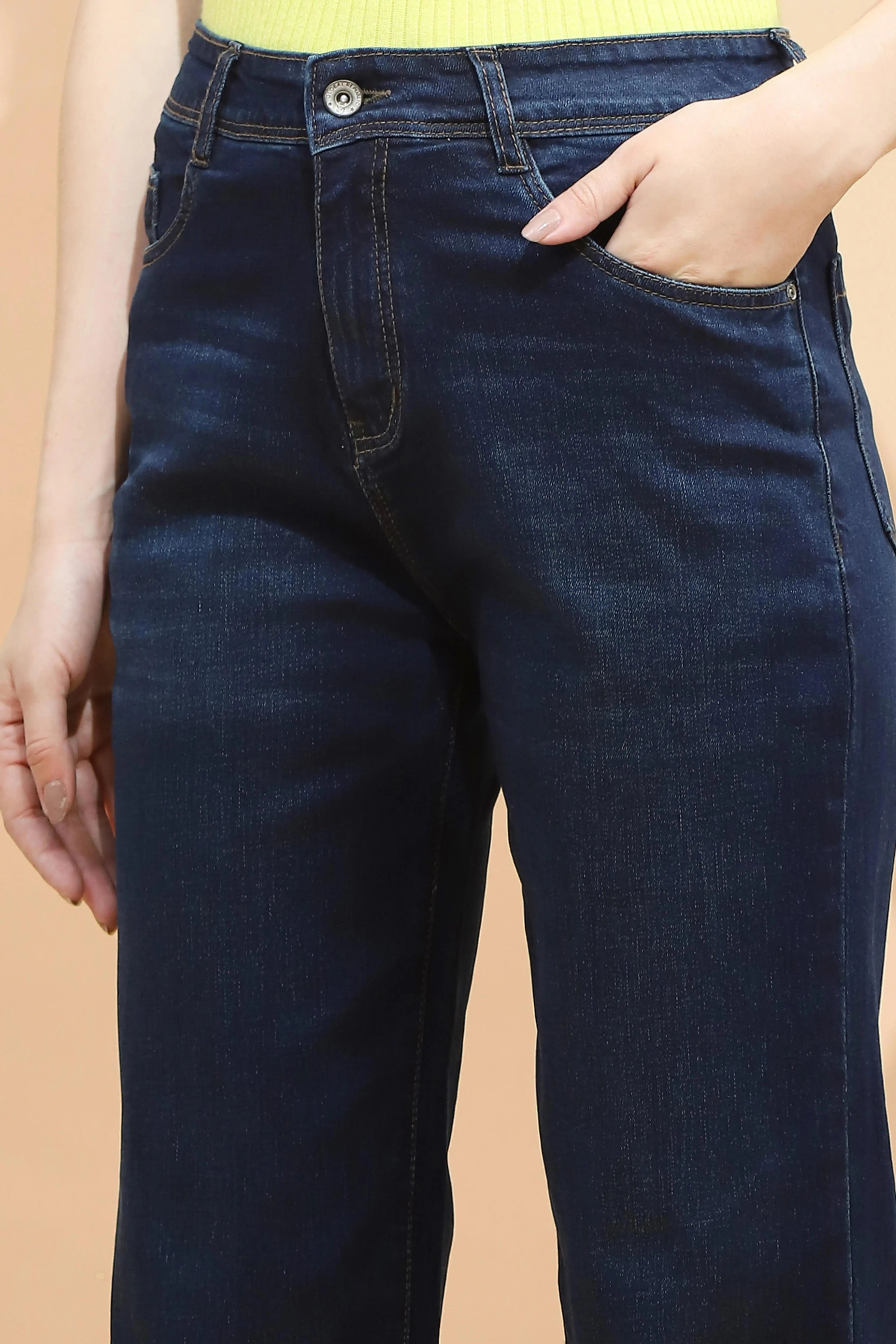 Blue Cotton Flared Jeans - Global Republic